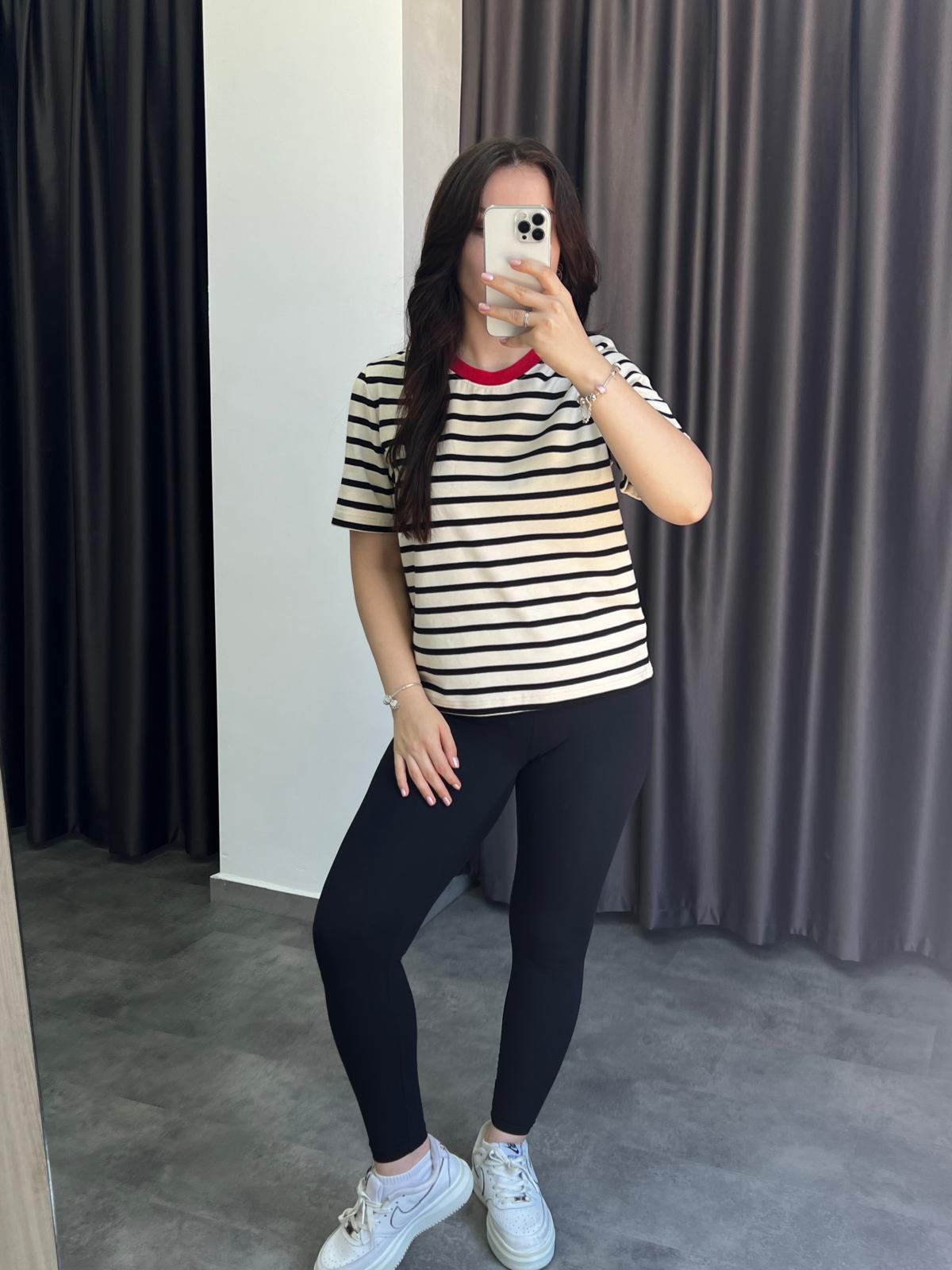 COS  Ribanalı Çizgili Pamuk T-shirt
