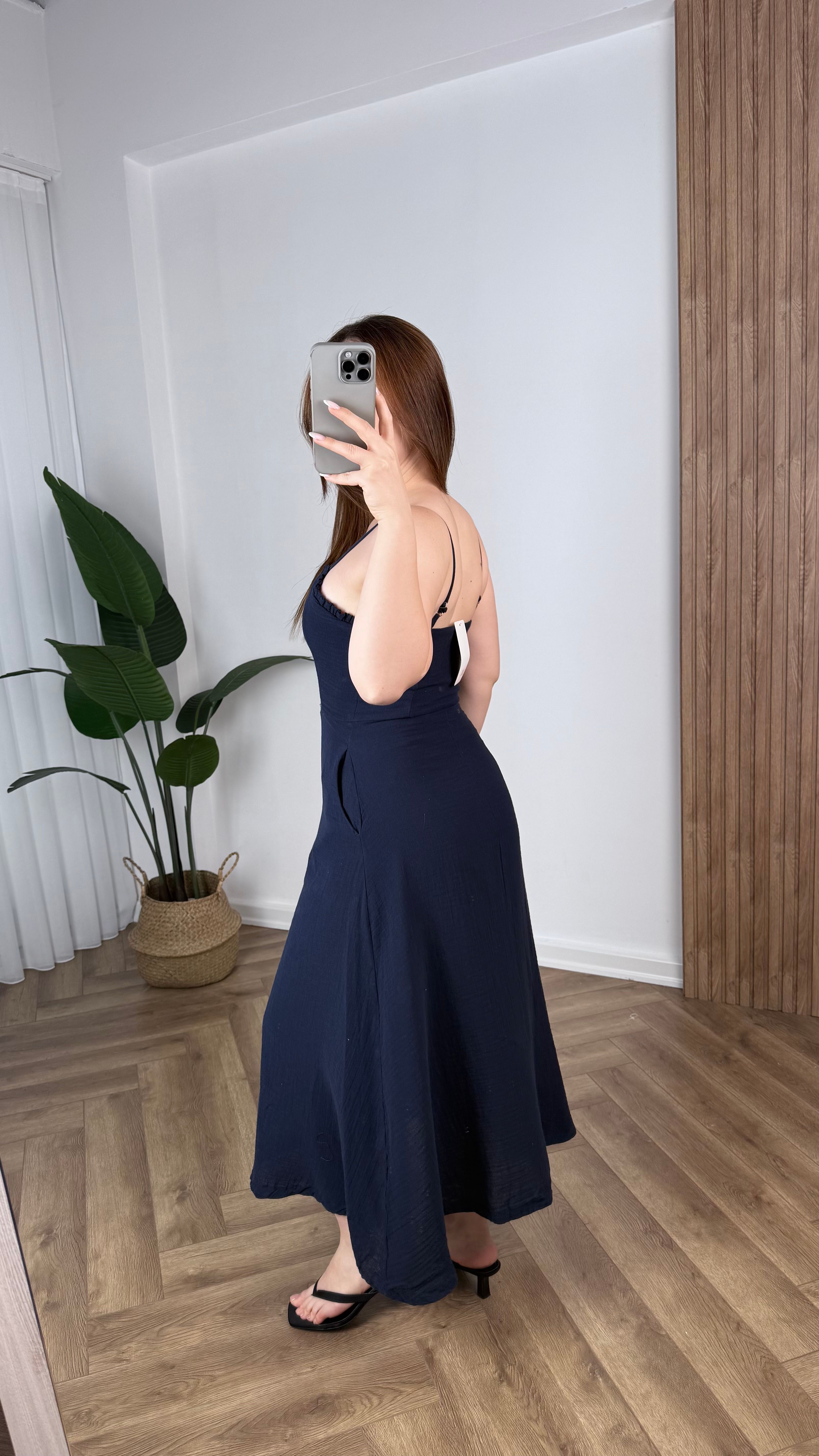 Yeni Sezon Müslin Askılı Elbise