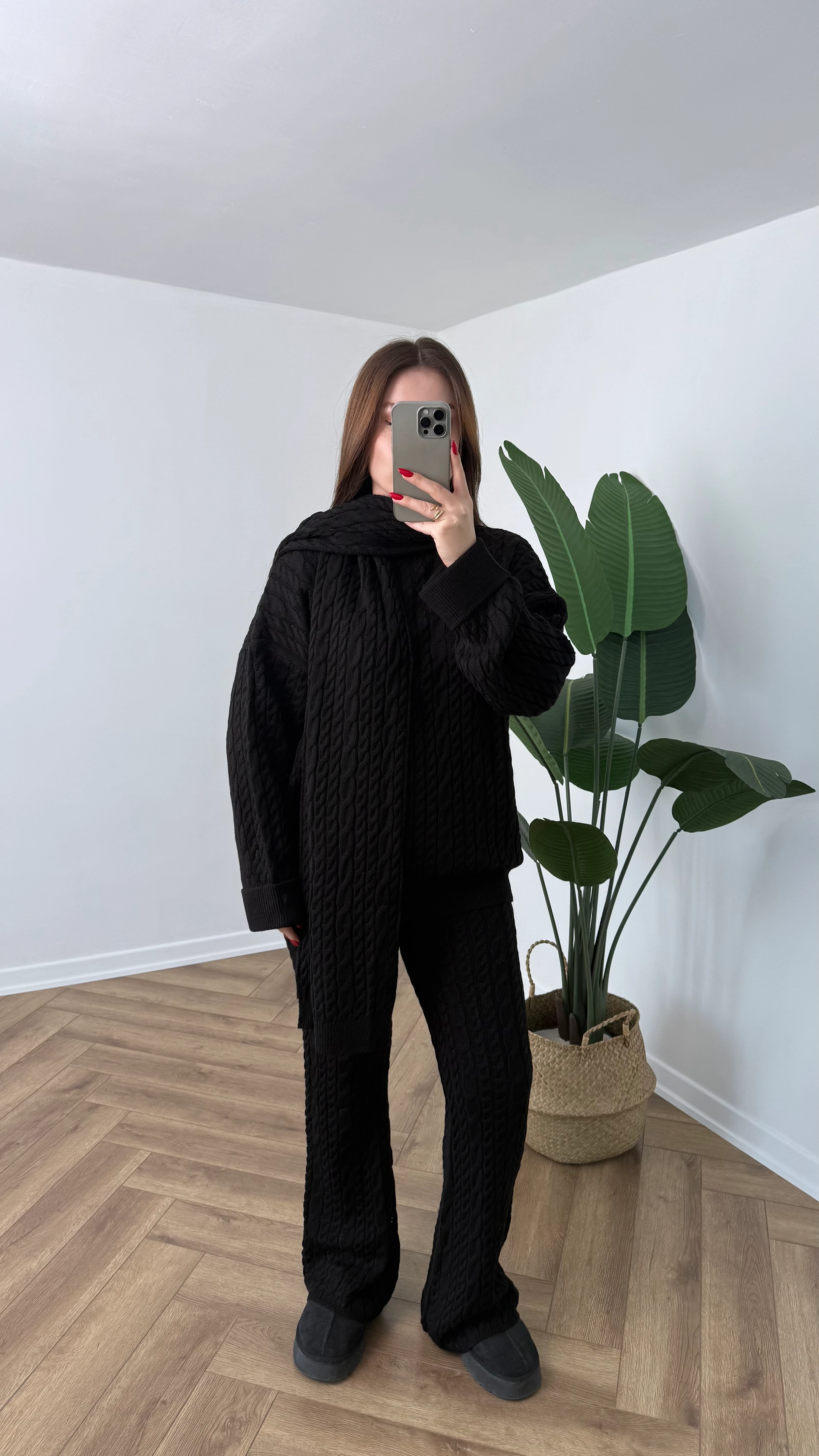 Yeni Sezon Saç Örgü Atkılı Triko Takım