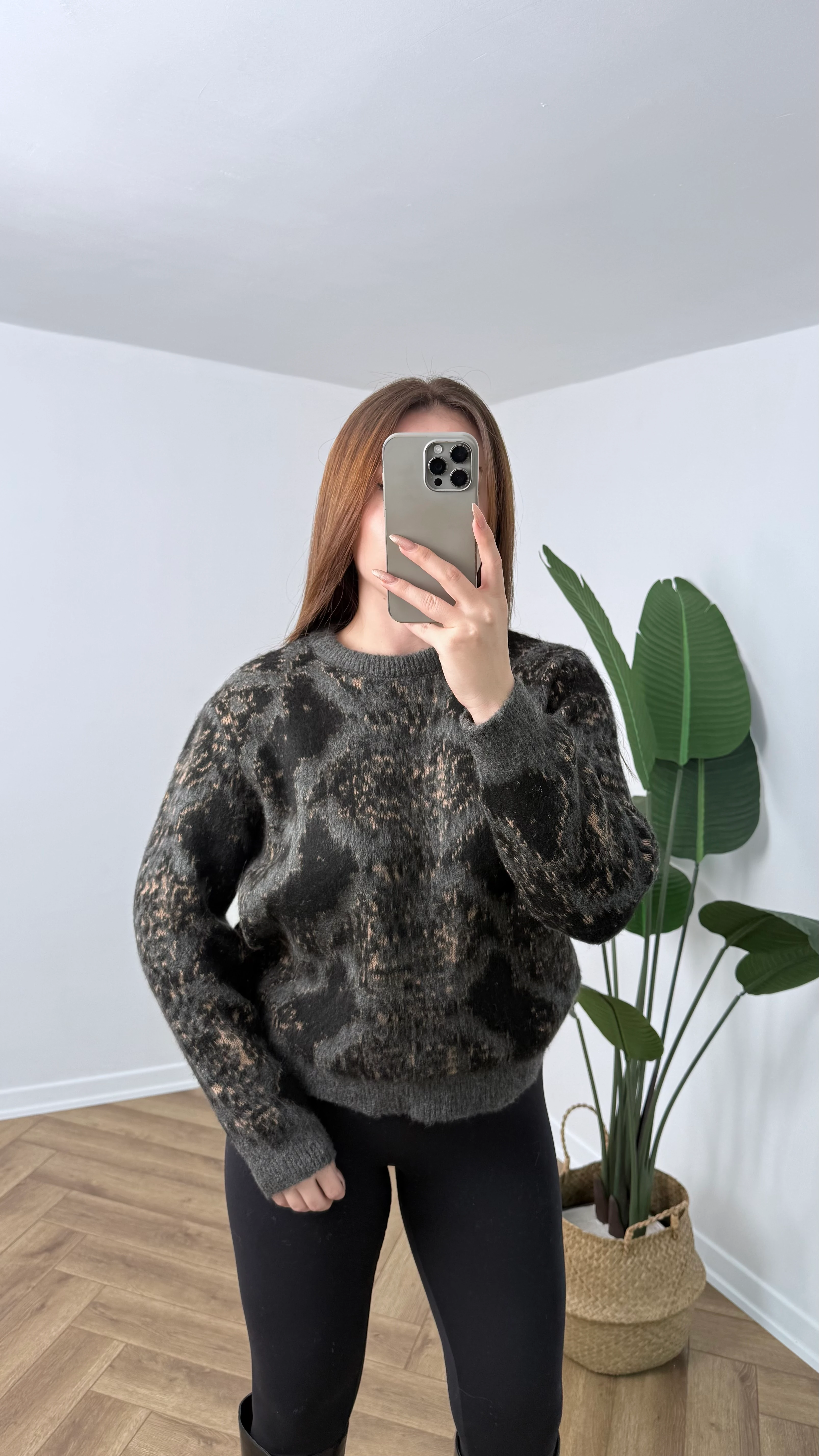 Yeni Sezon Örgü Desenli Premium Kazak - Siyah