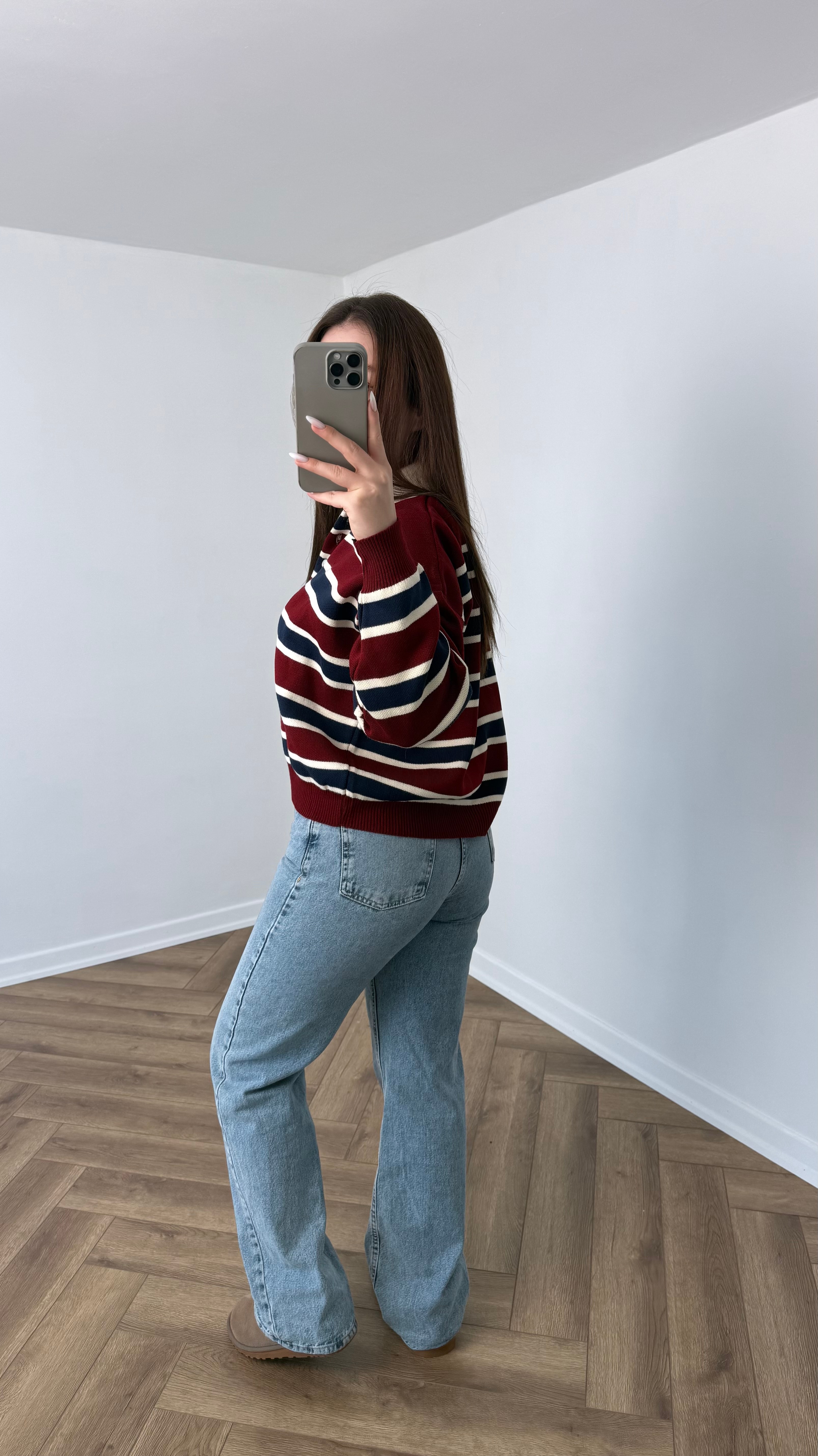 Yeni Sezon Polo Yaka Çizgili Kazak