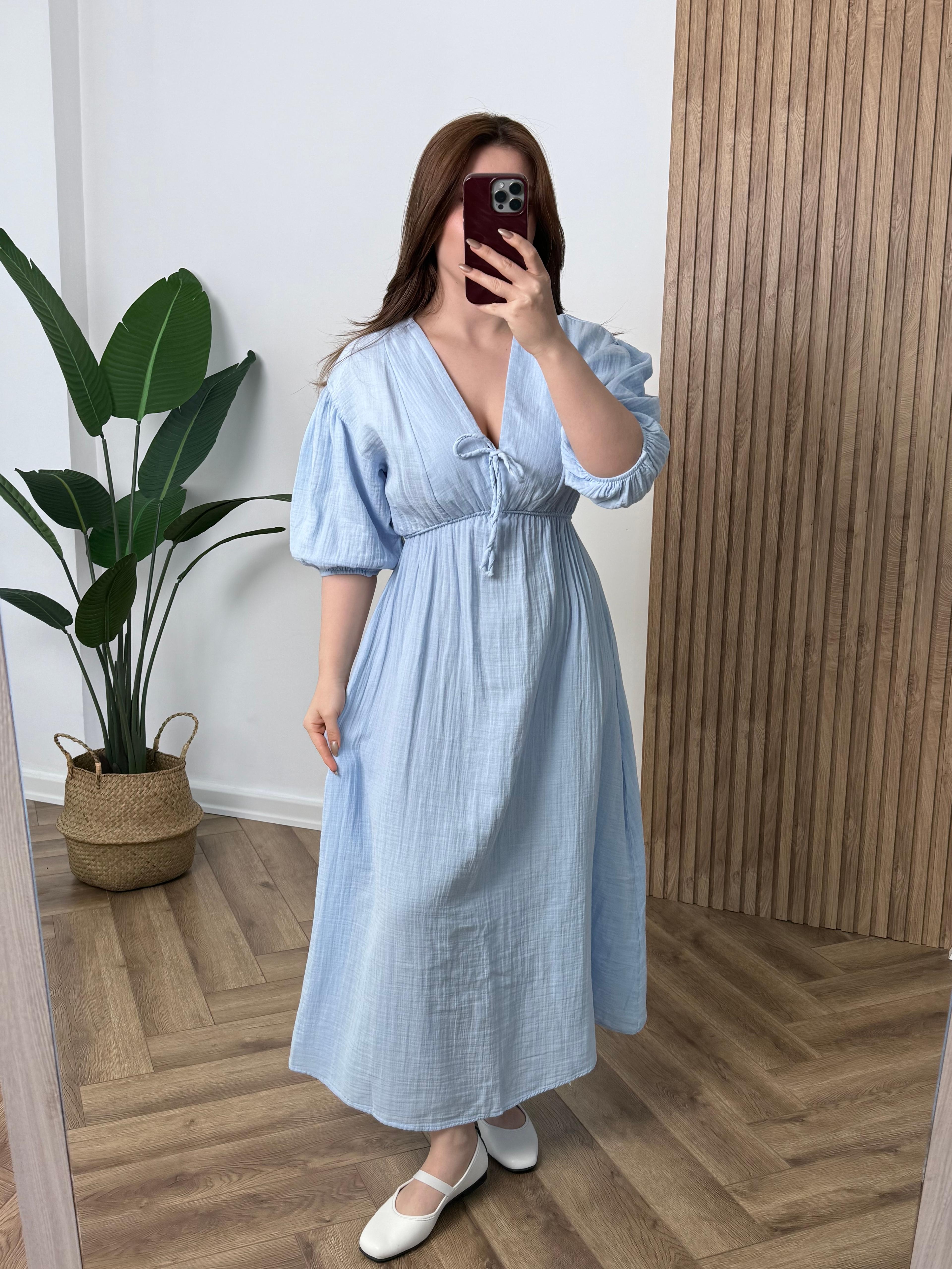 Yeni Sezon Müslin Bağlamalı Heidi Elbise