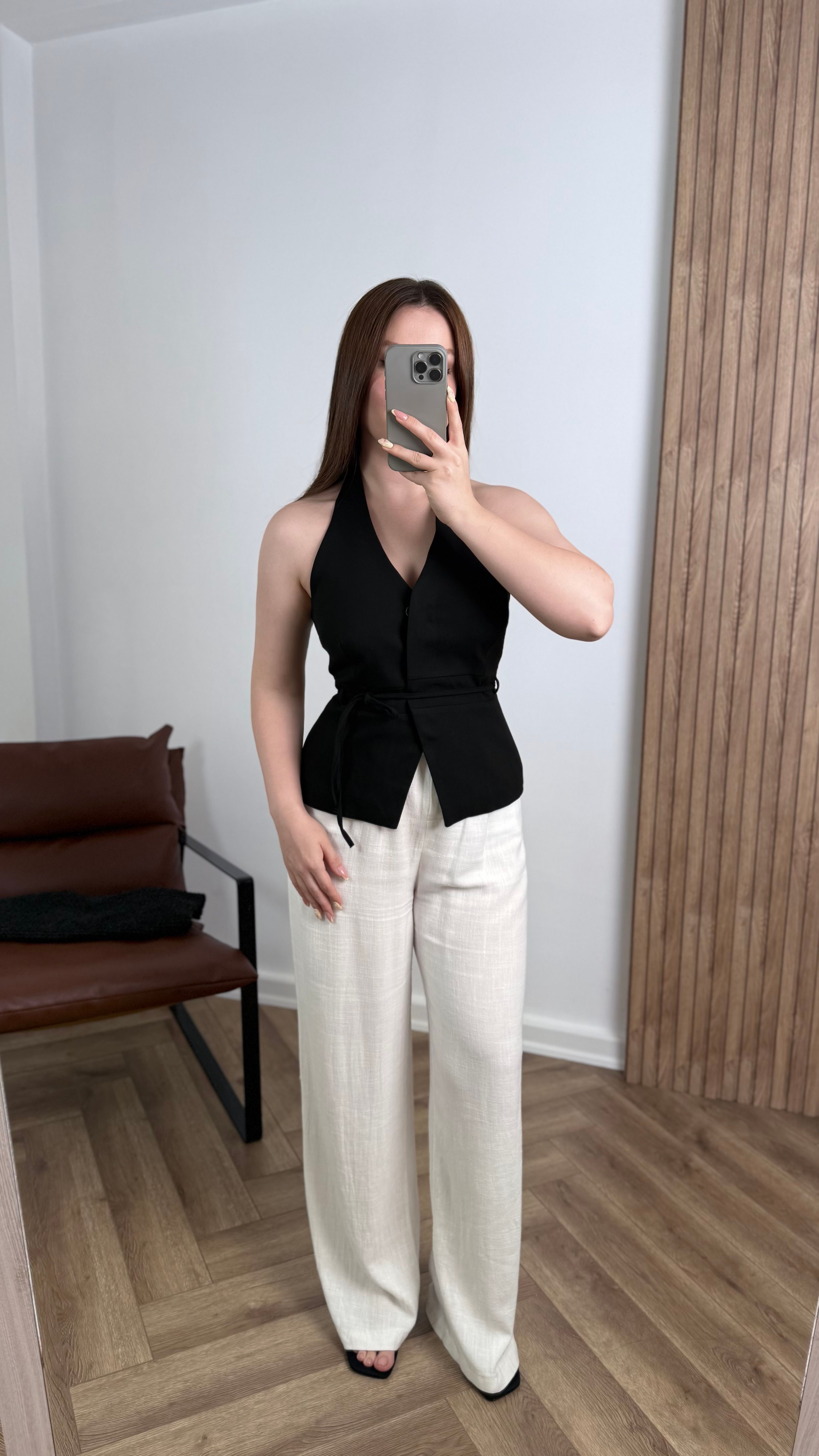 Yeni Sezon Premium Keten İp Kemerli Yelek