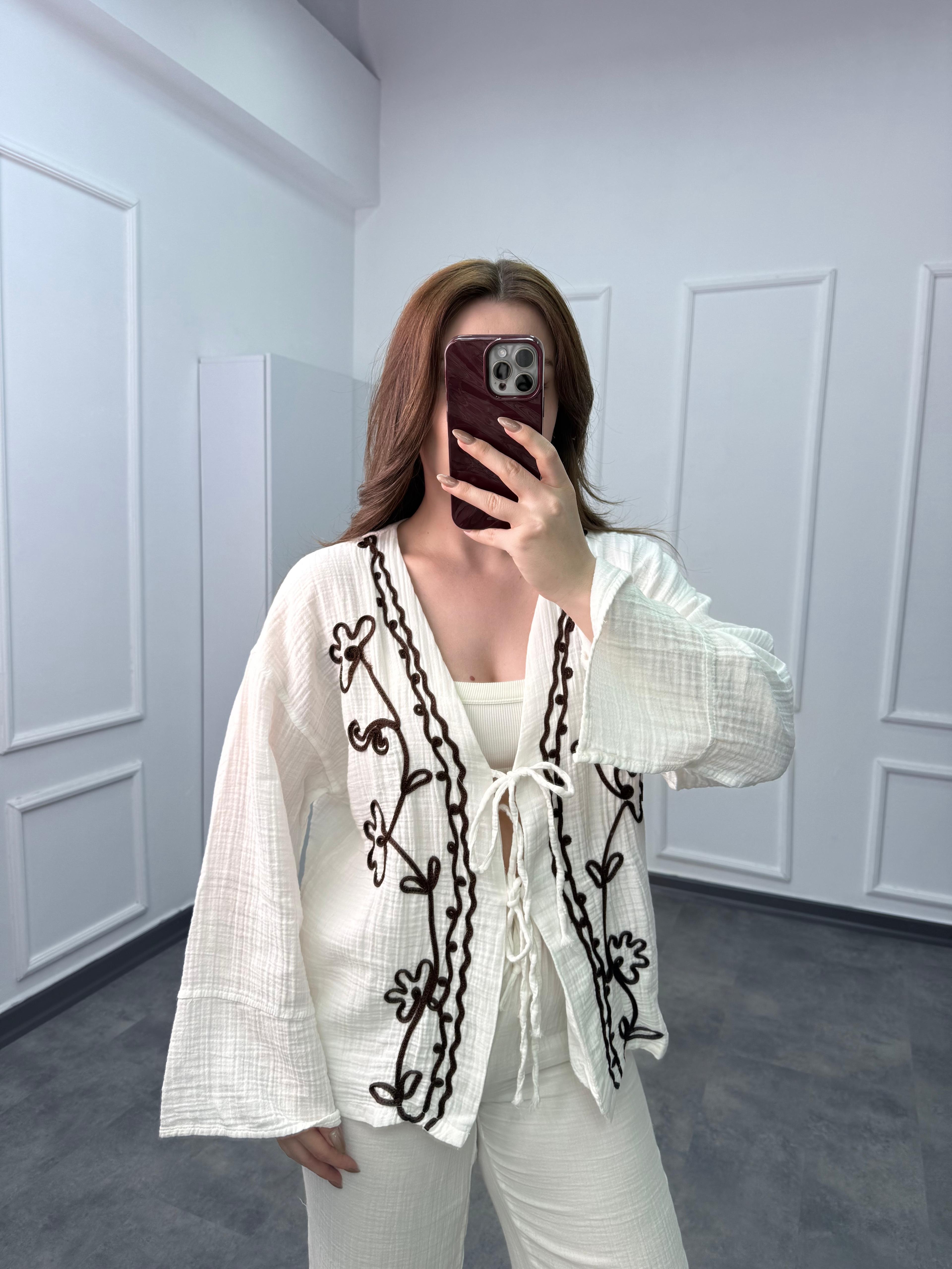 Müslin Desenli Kimono