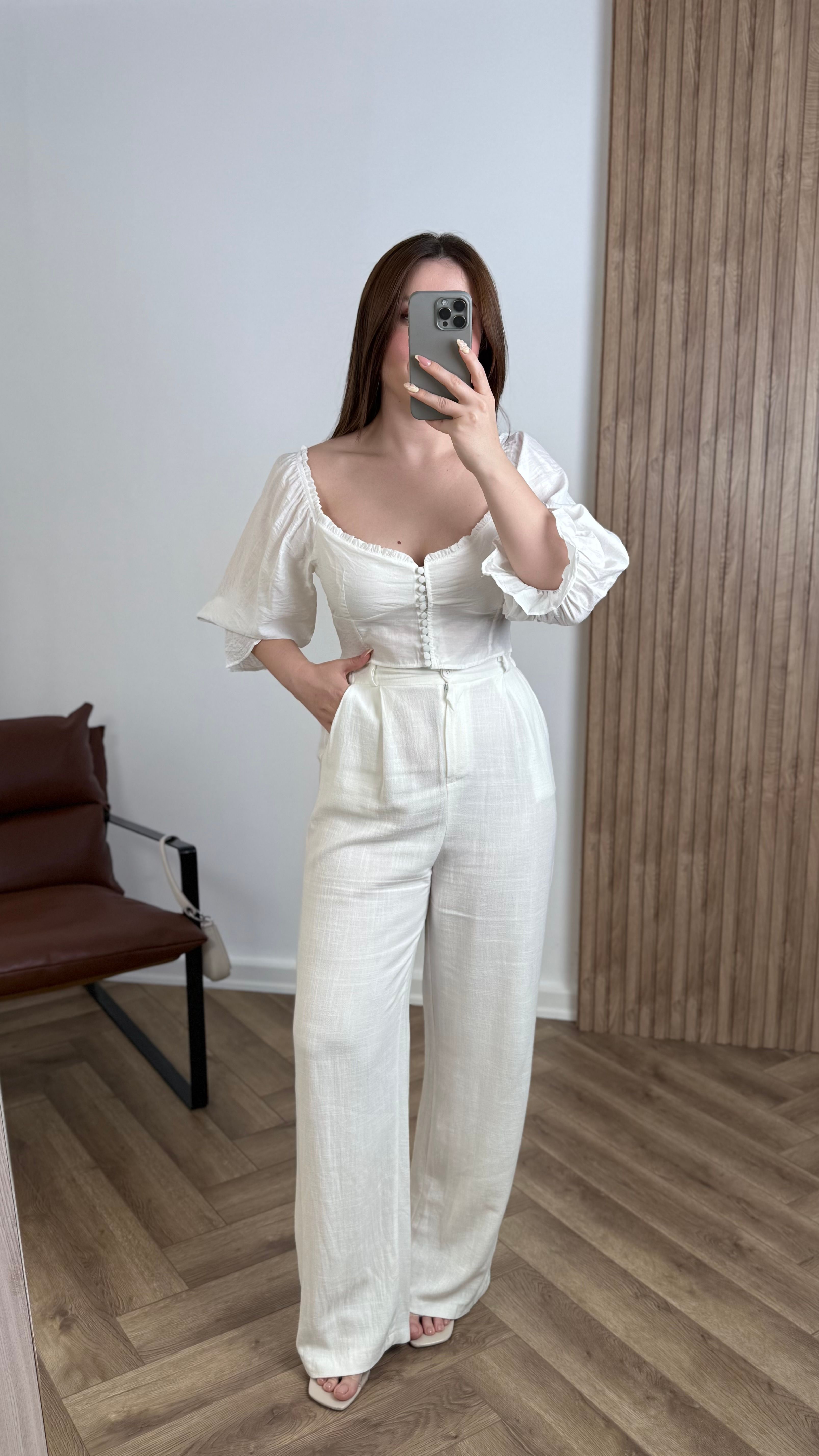 Yeni Sezon Düğme Detay Crop Gömlek