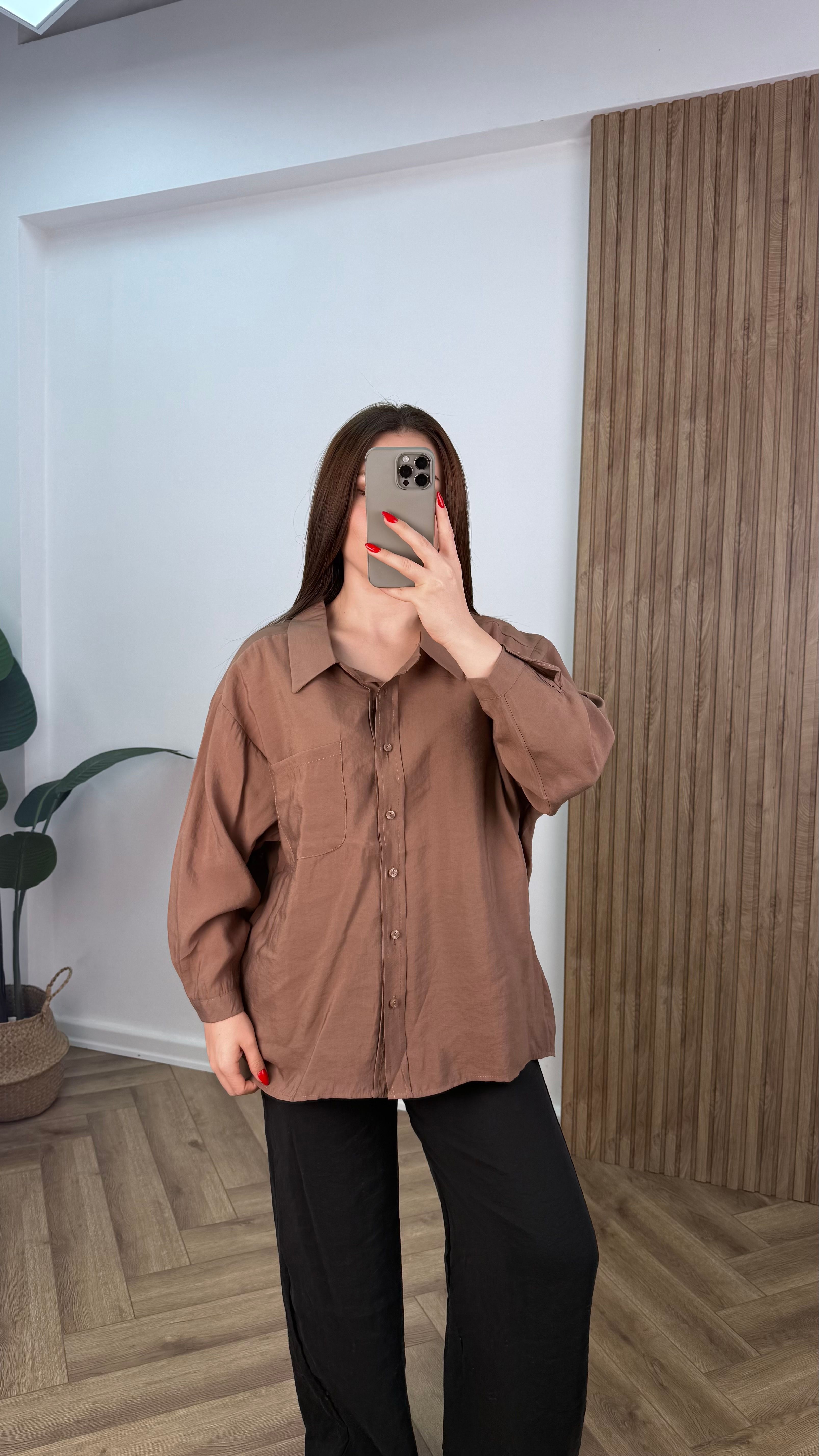 Yeni Sezon Tensel Uzun Kollu Oversize Gömlek