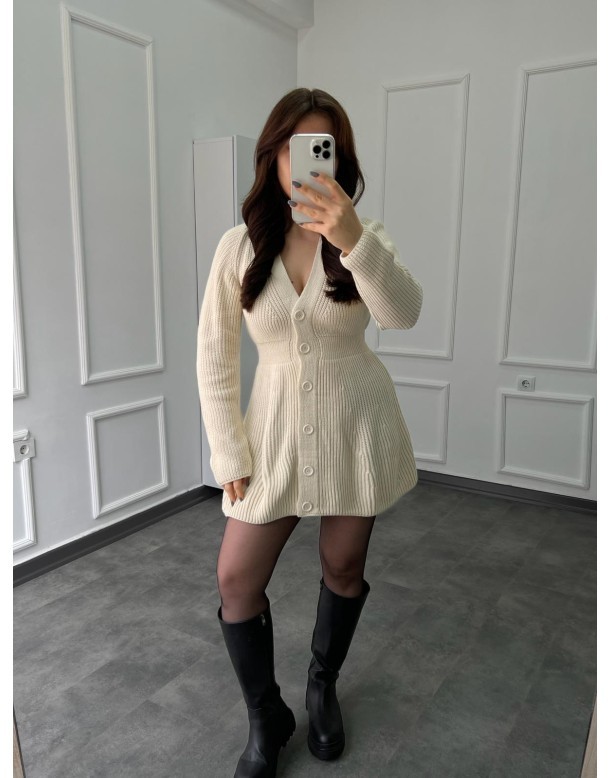 Örgü Pinterest Krem Elbise