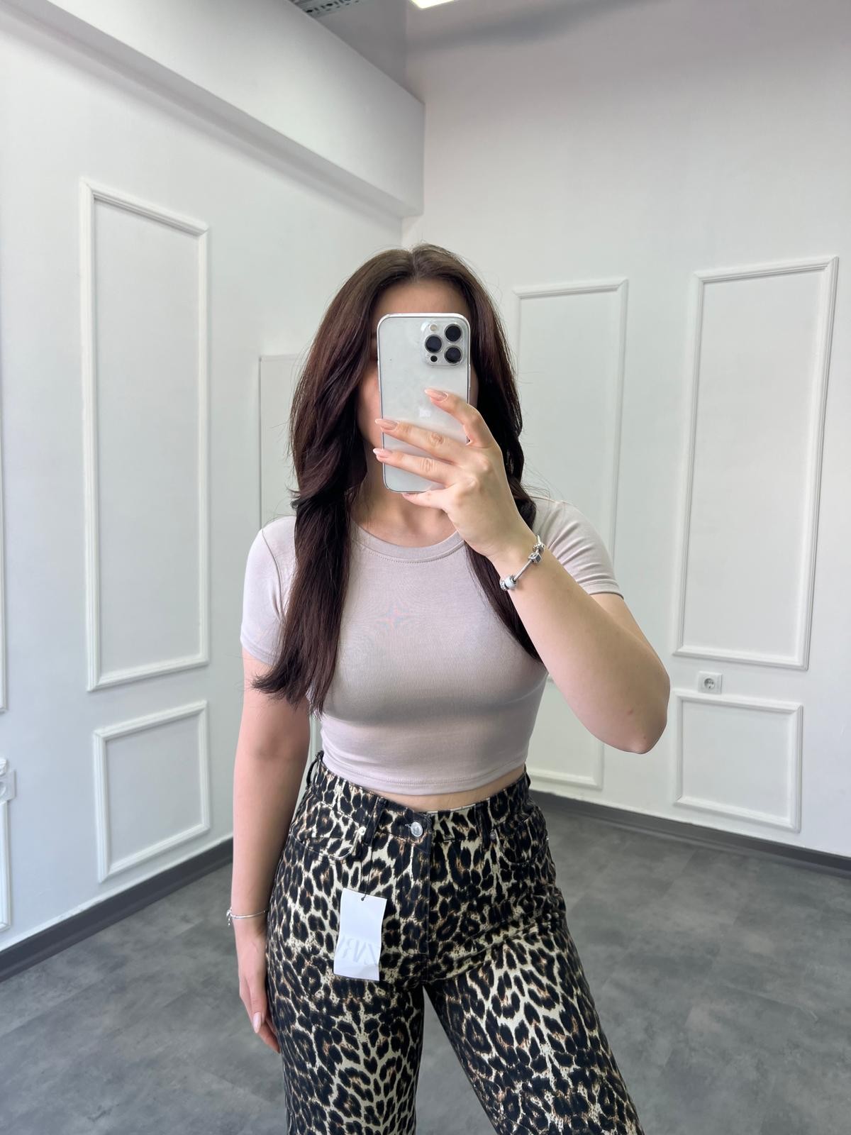 OYS Pamuk Penye Gül Kurusu Kısa Kollu Crop Body
