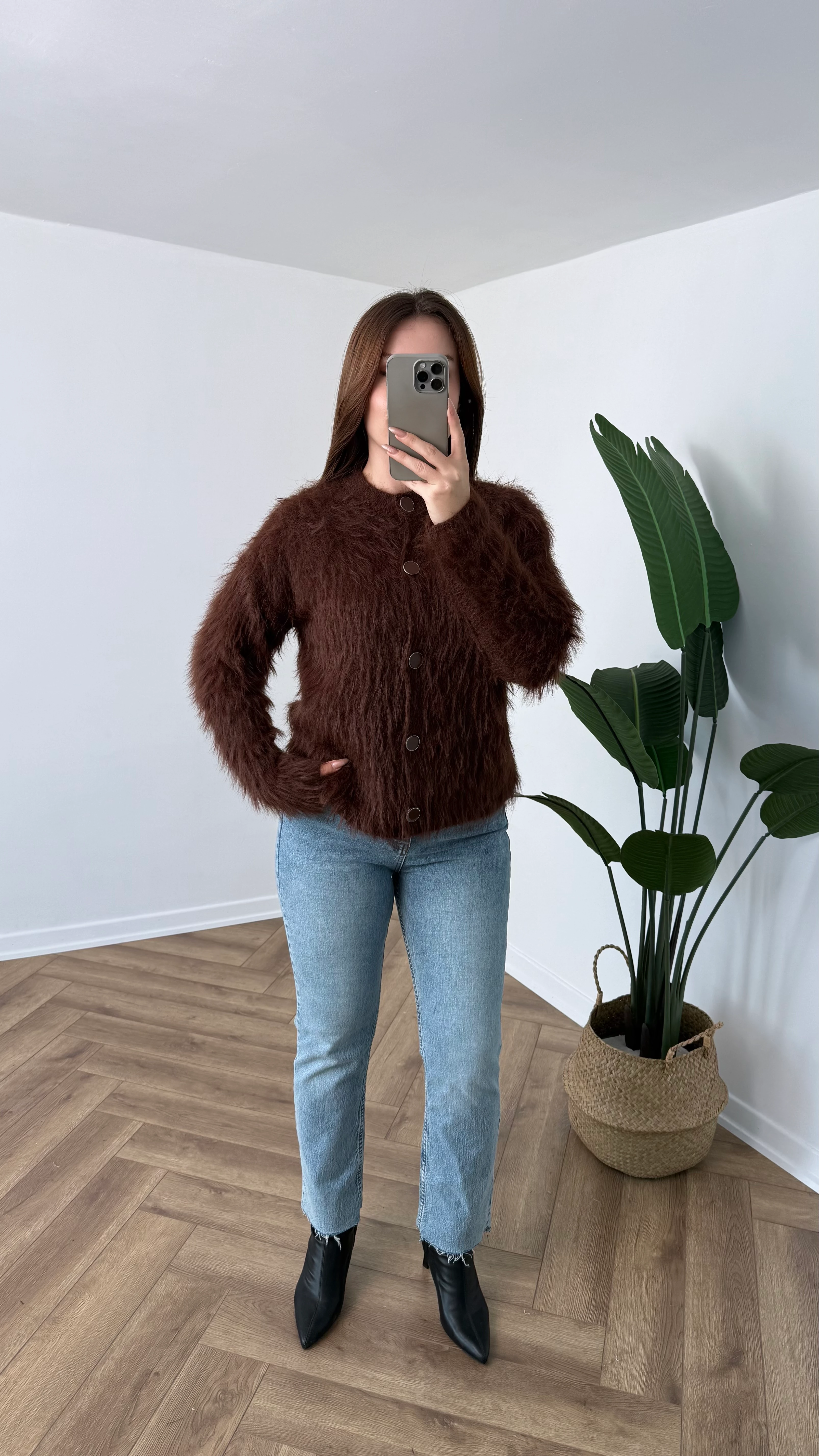 Yeni Sezon Düğmeli Tüylü Hırka