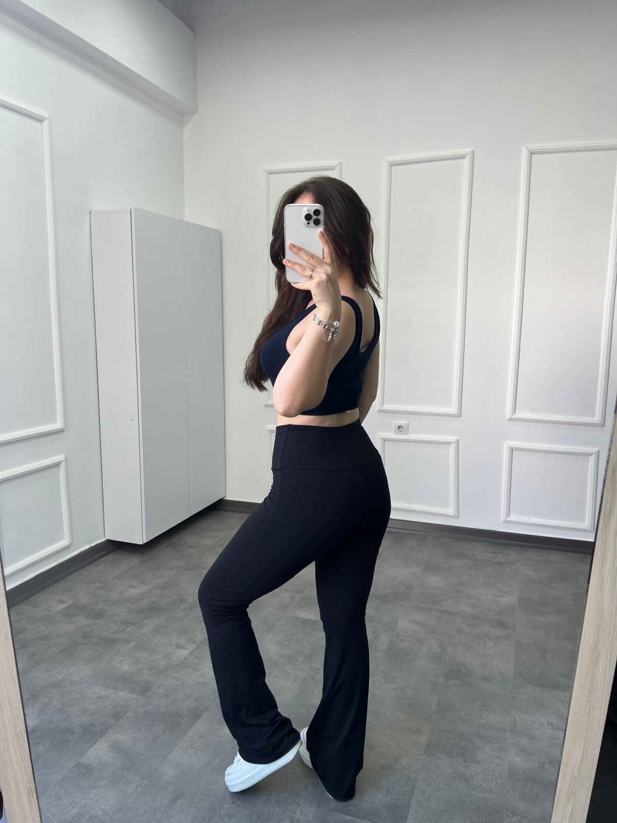 OYS Modal Pamuk Crop Lacivert U Yaka Atlet