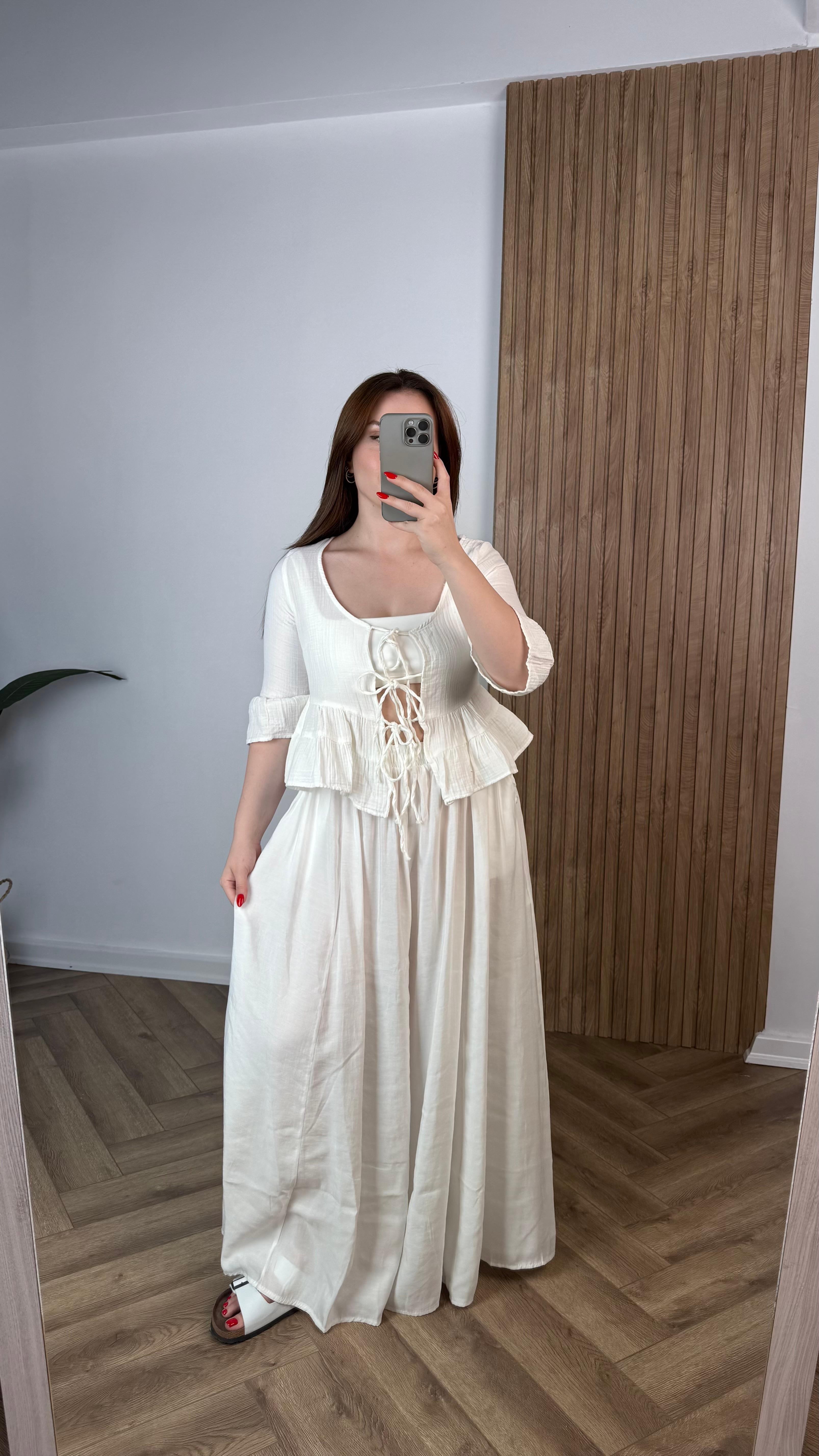 Yeni Sezon Bağlamalı Crop Yarım Kol Bluz