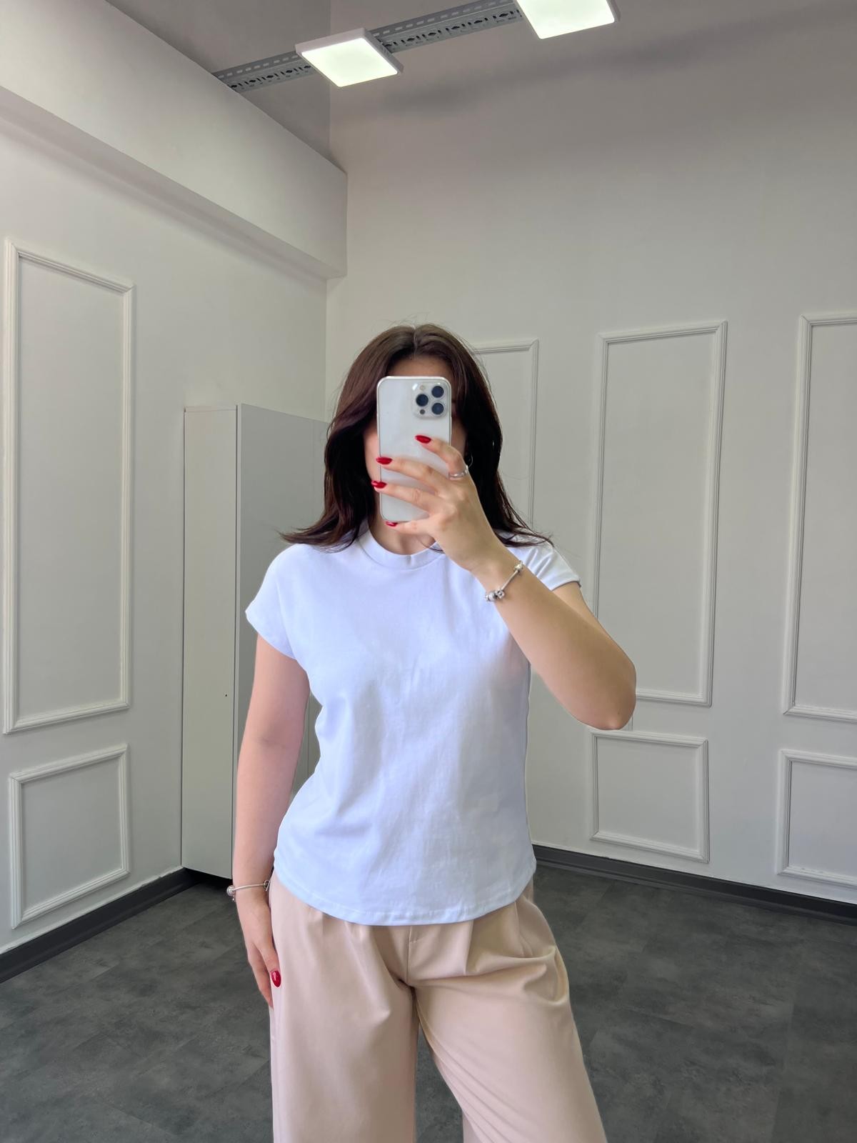 M.Dutti Kol Detaylı Beyaz T-shirt