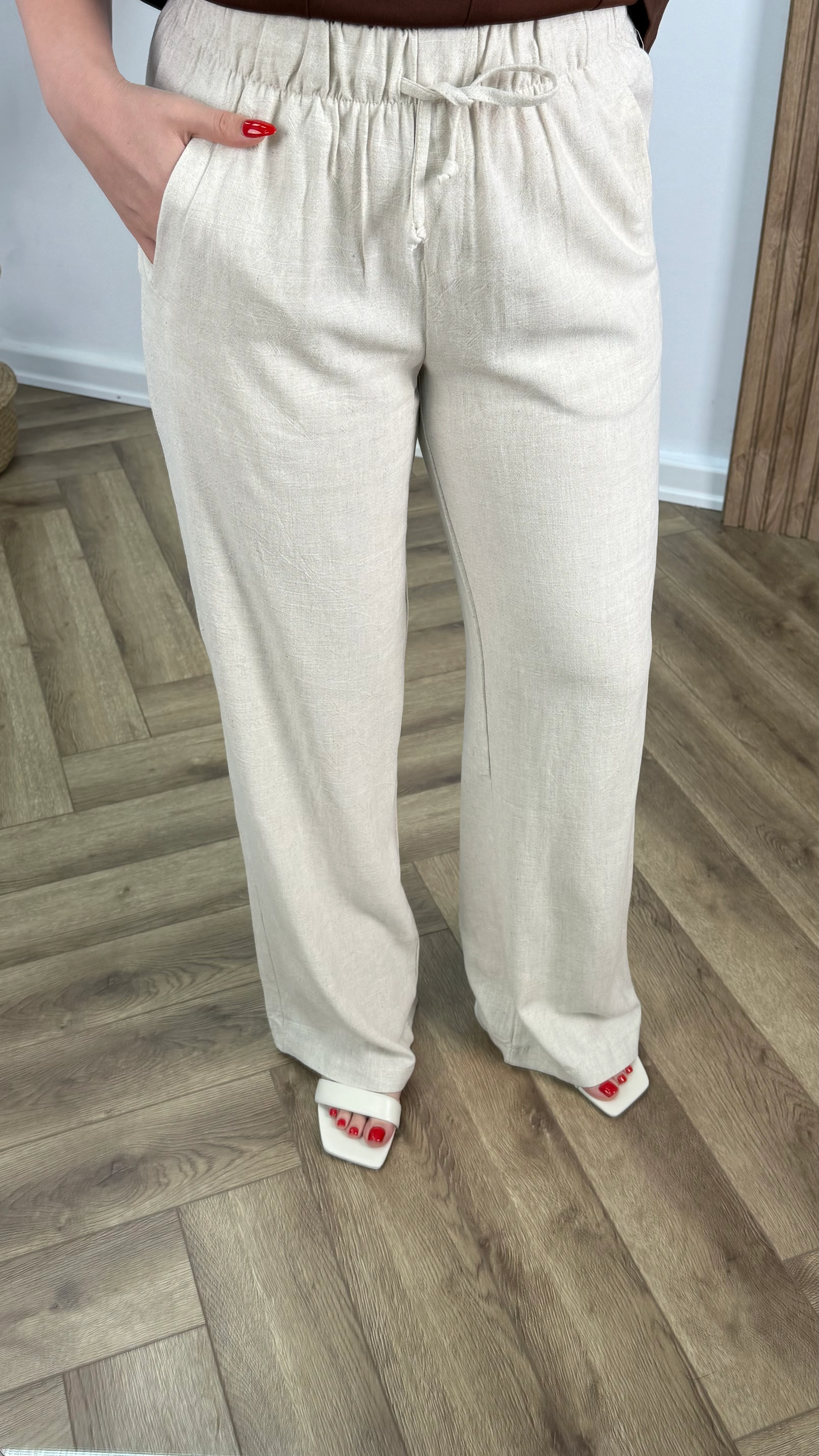 Yeni Sezon Bağlamalı Keten Pantolon