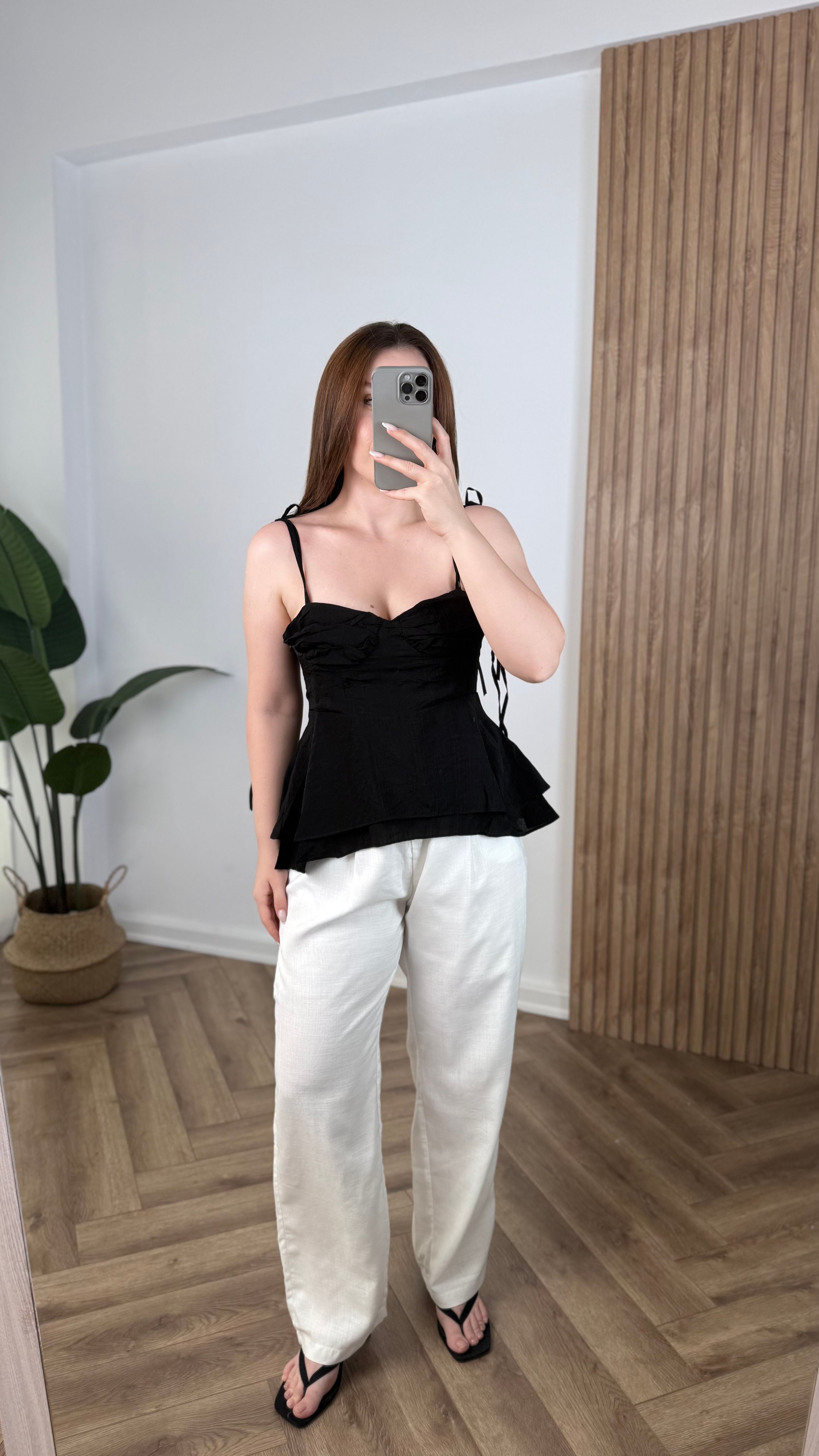 Yeni Sezon Askı Bağlamalı  Katmanlı Bluz
