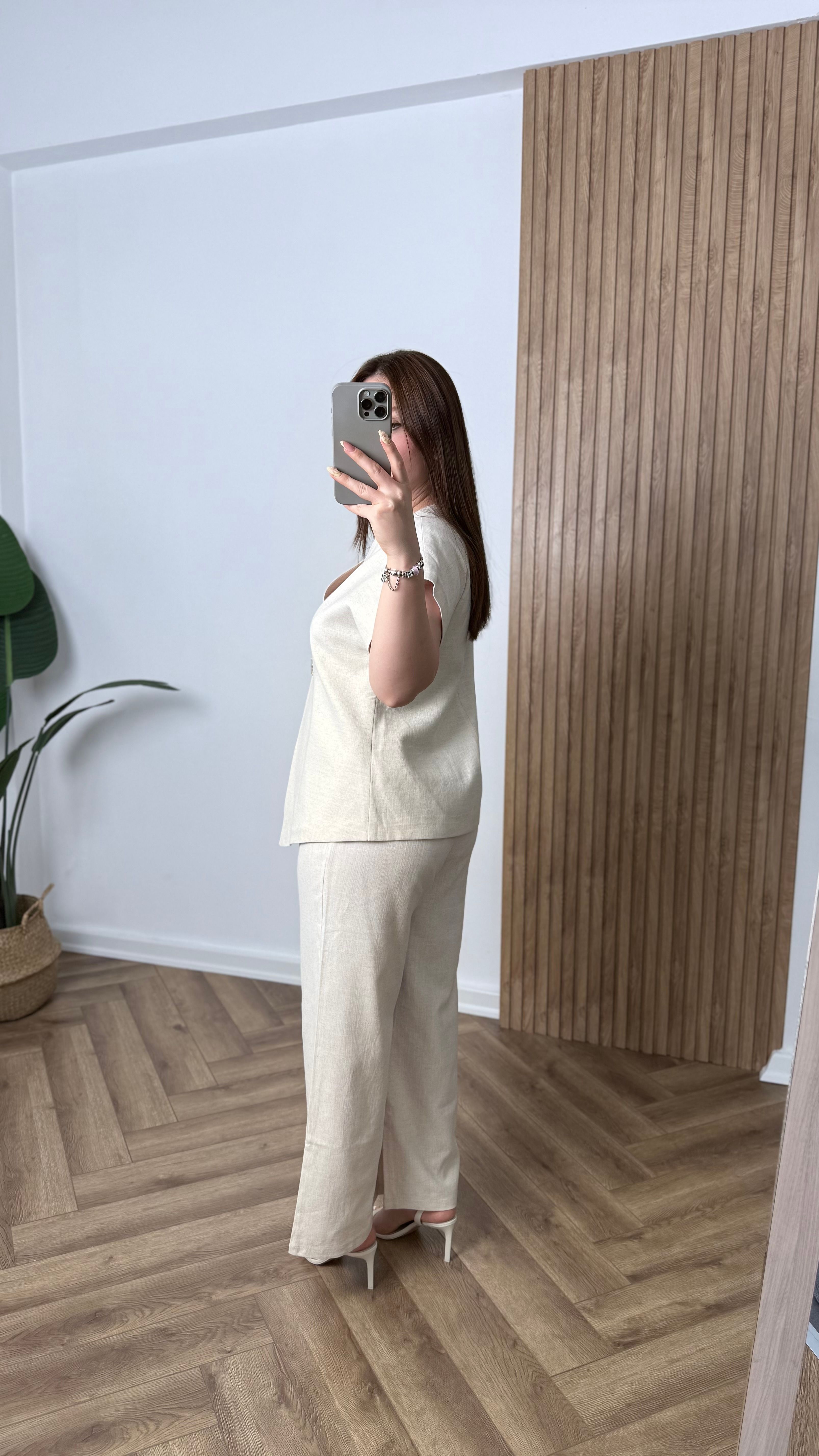 Yeni Sezon Premium Keten Metal Düğme Detay Takım