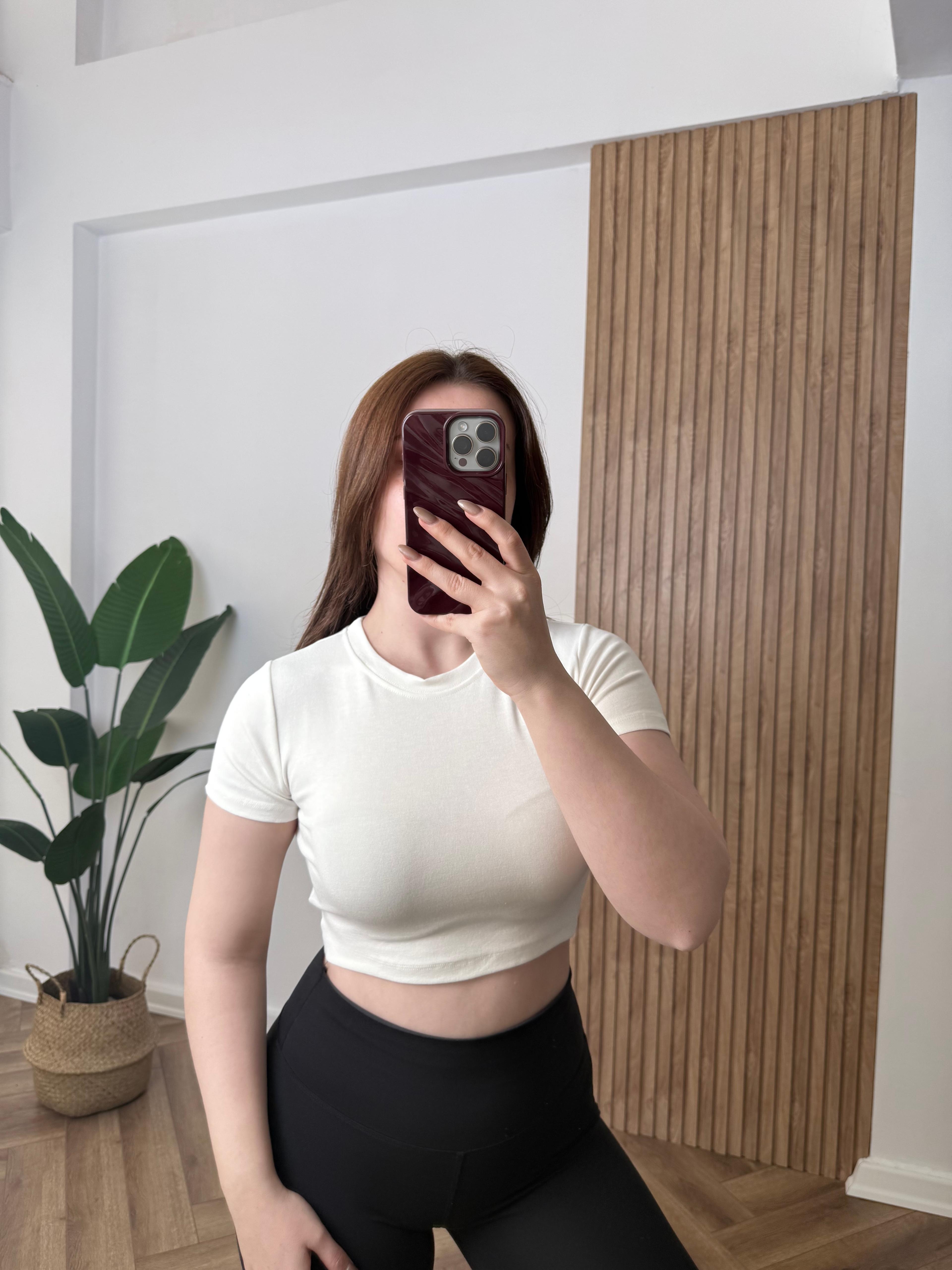 OYS Yuvarlak Yaka Crop Body - Ekru
