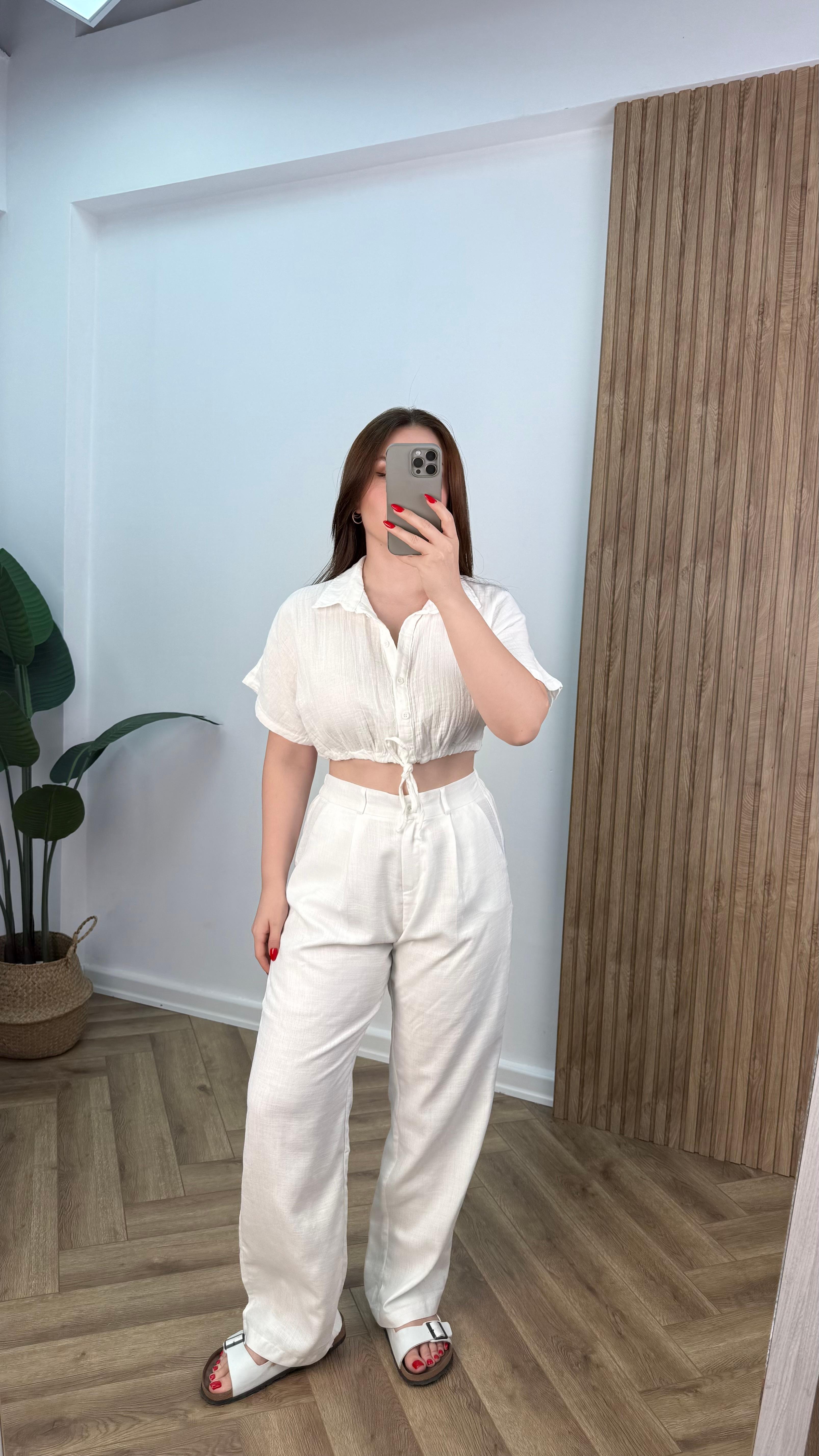 Yeni Sezon Crop Kısa Kollu Müslin Gömlek