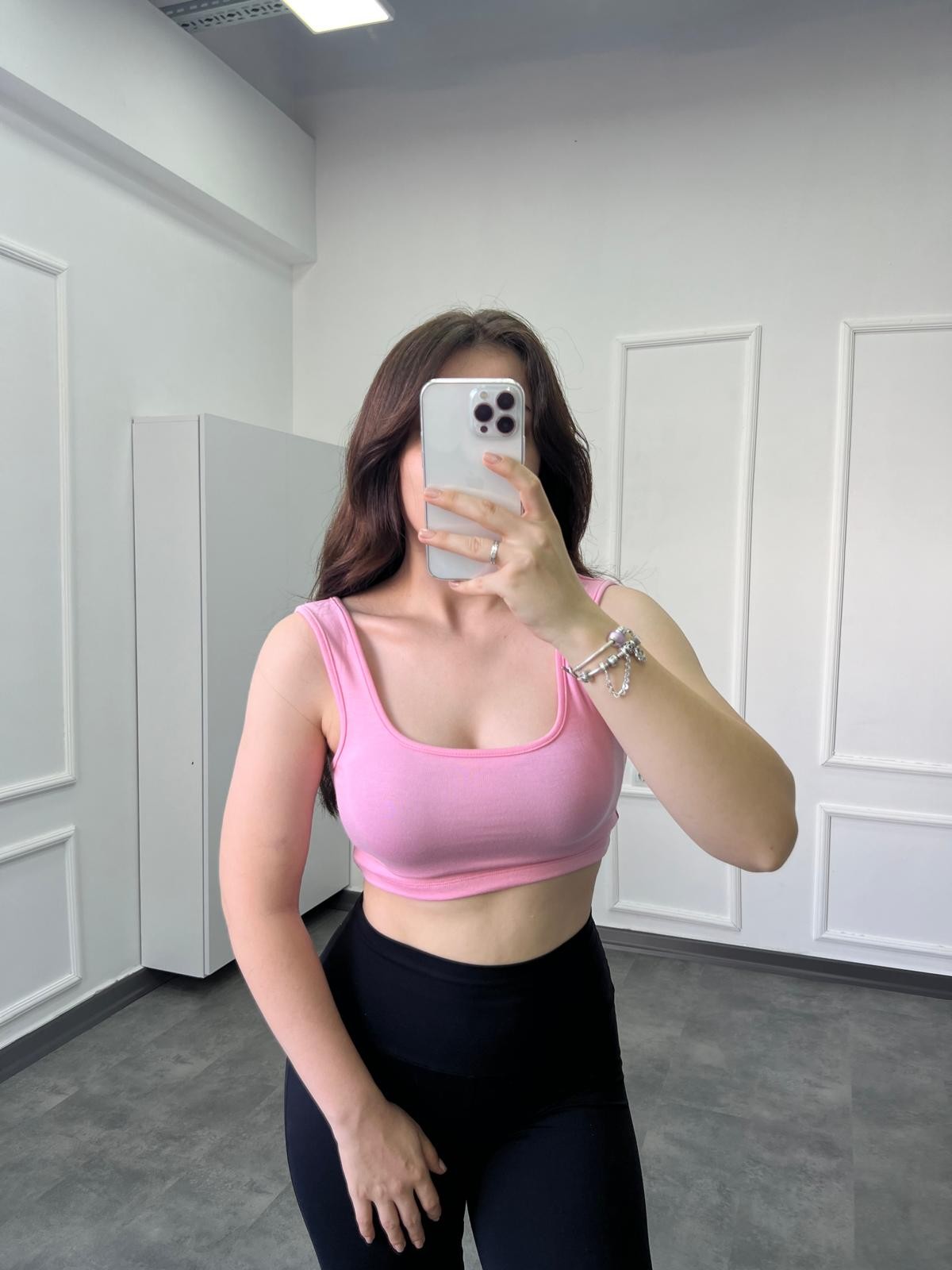 OYS Modal Pamuk Crop Pembe U Yaka Atlet