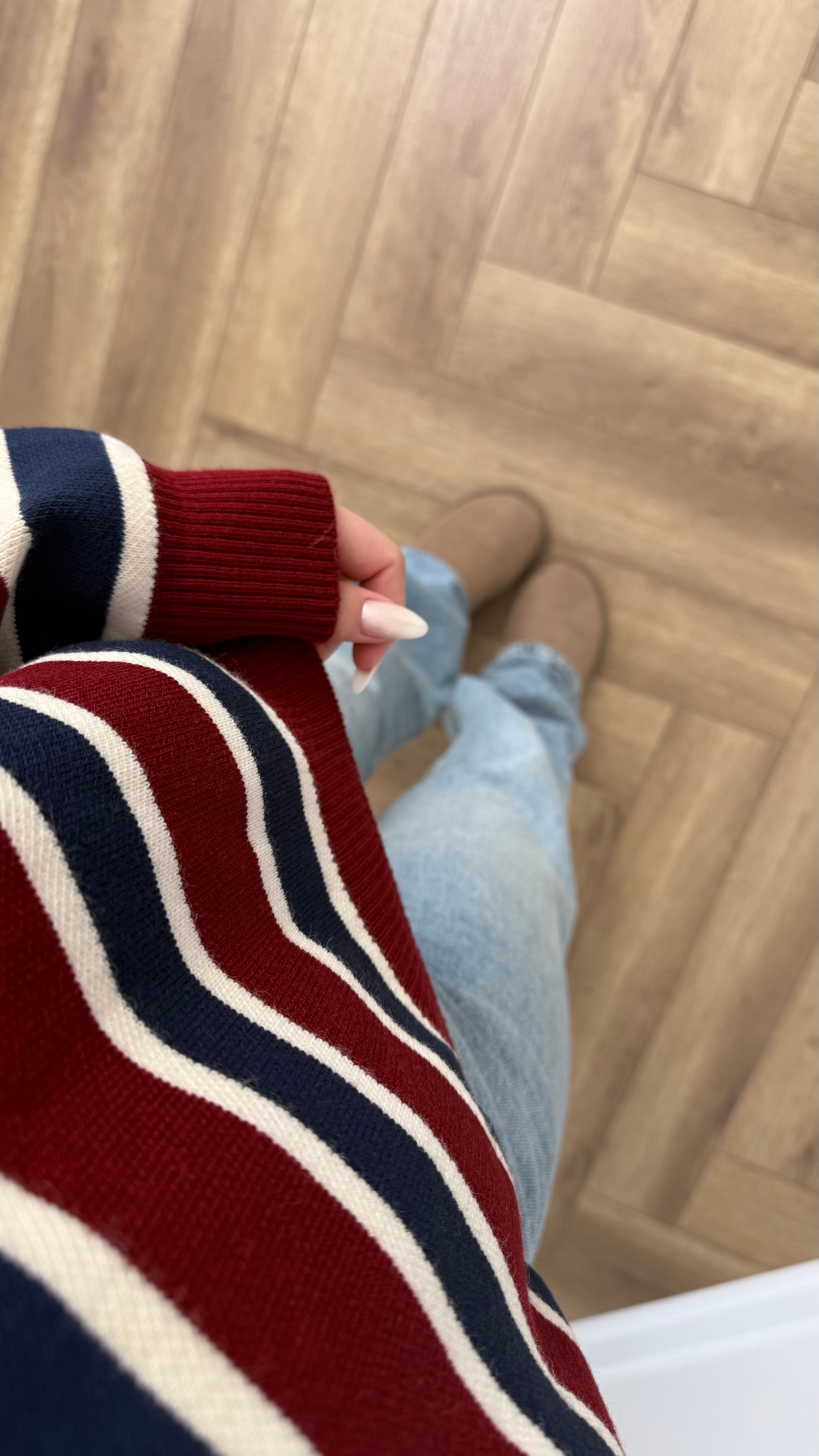 Yeni Sezon Polo Yaka Çizgili Kazak