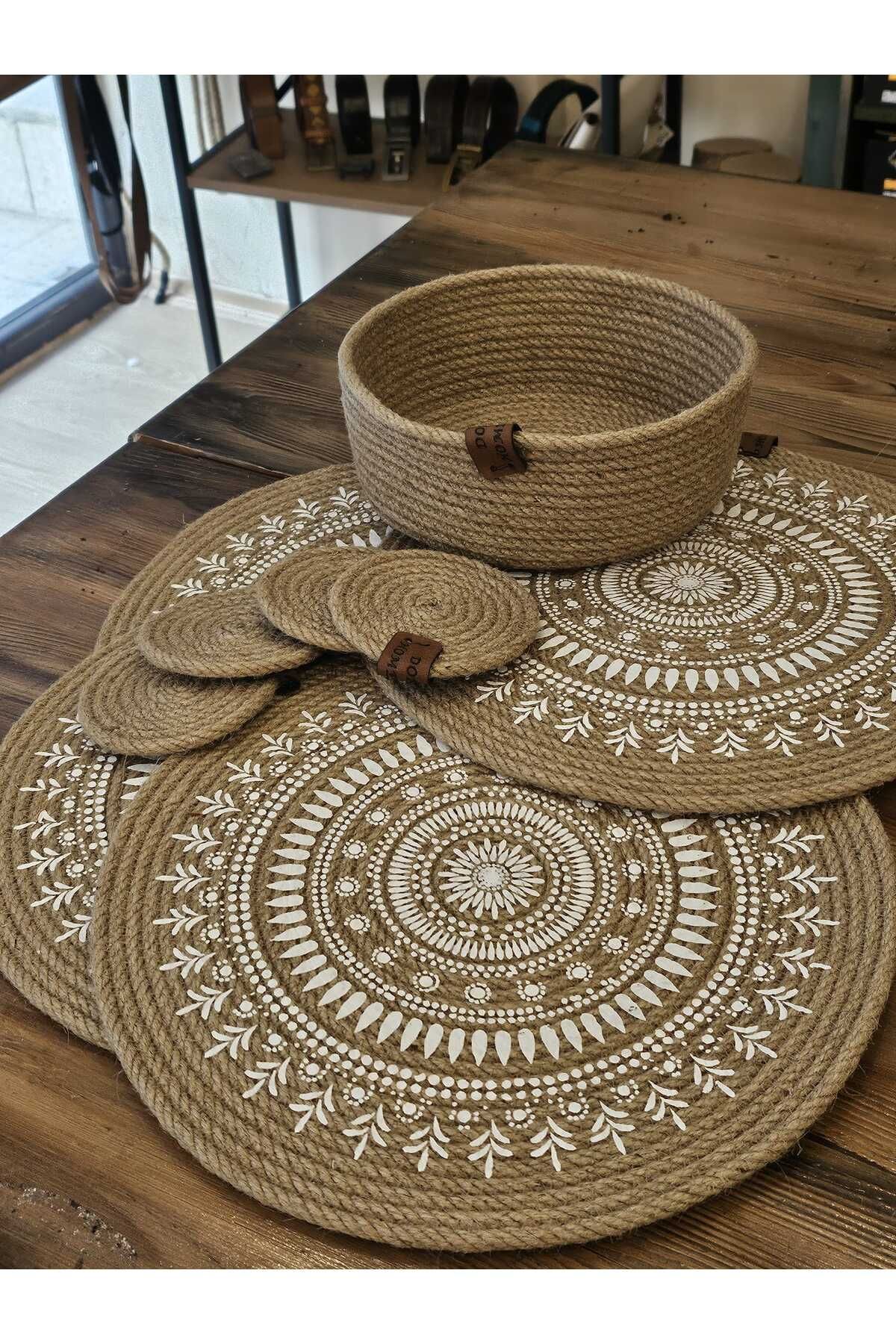 DORA SUPLA SEPET TAKIMI EKRU ÜZERİ GÜZ YAPRAKLARI BASKI