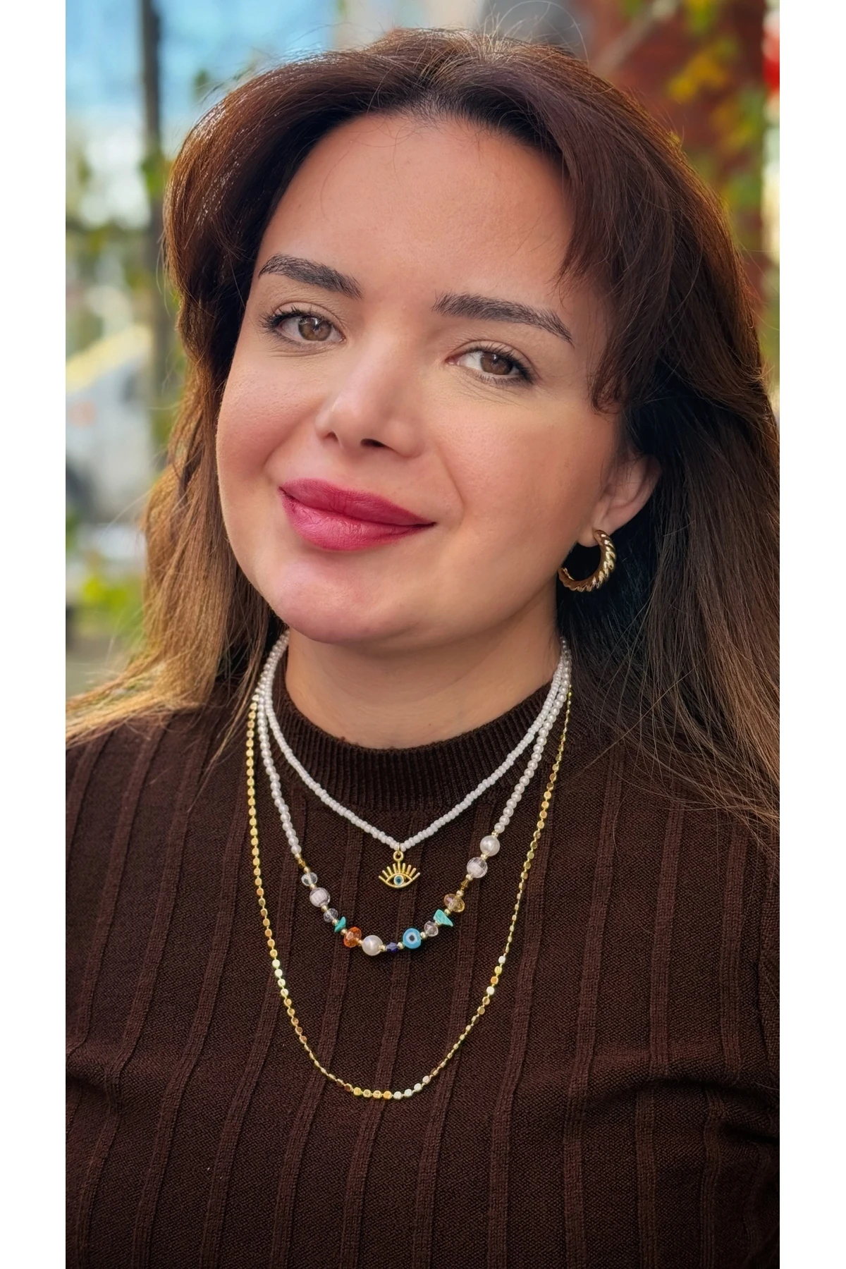 Renkli Taşlı Nazar Göz Figürlü 3’lü Kolye Kombini