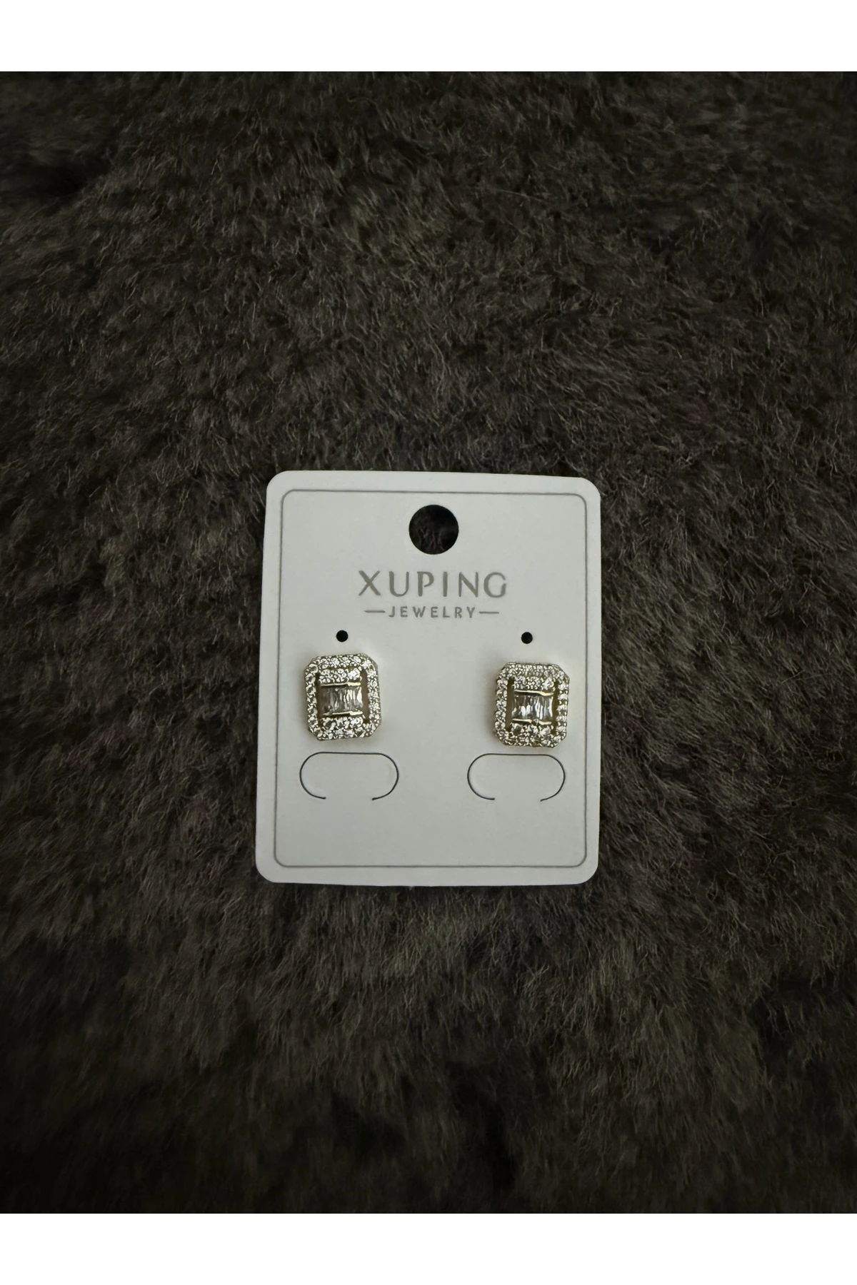 Kare Taşlı Zarif Küpe - Xuping Jewelry, Gümüş Renk