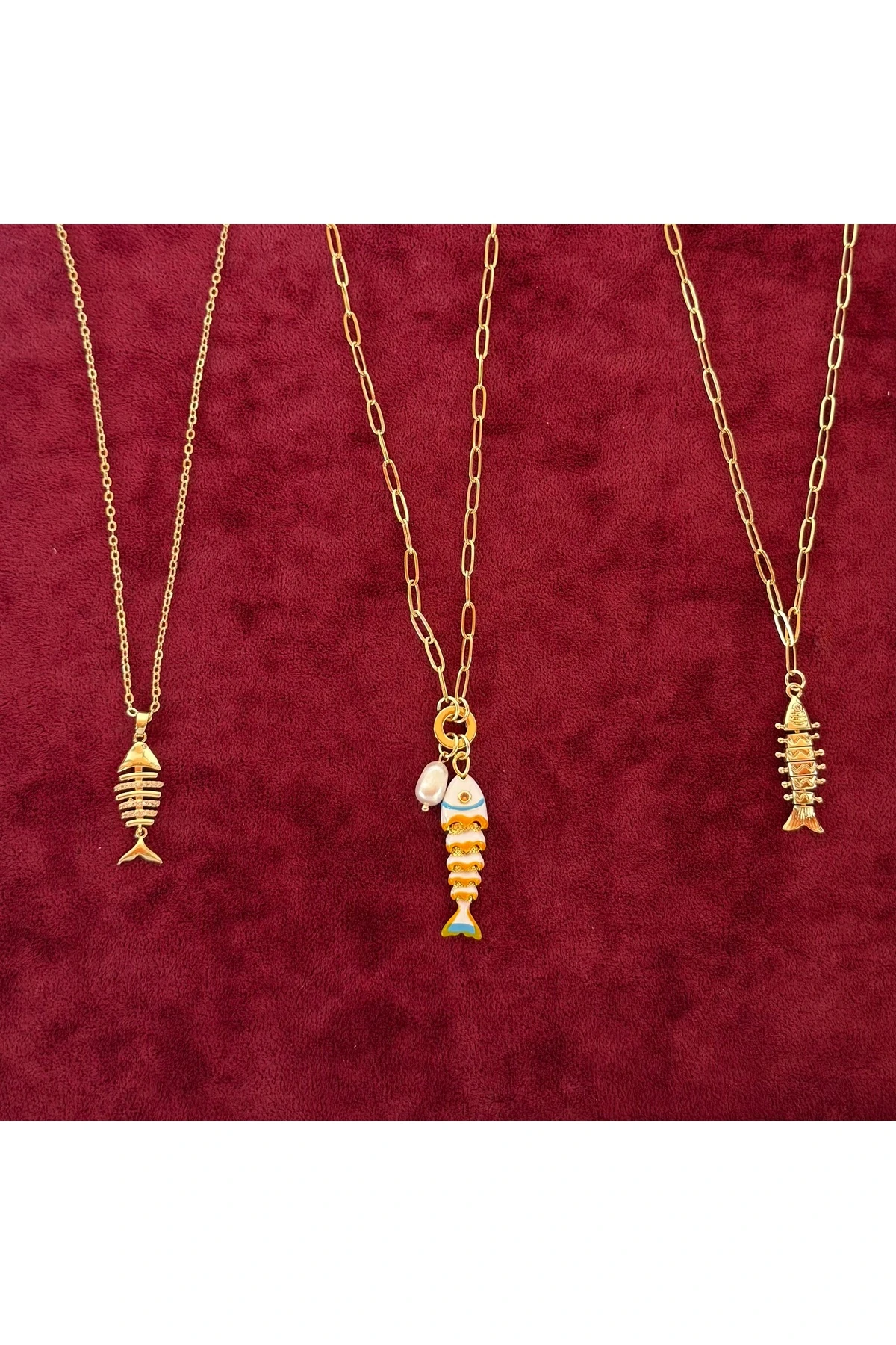 Kadın Çelik Balık Figürlü Kolye – Altın Renk, Suya Dayanıklı, Paslanmaz