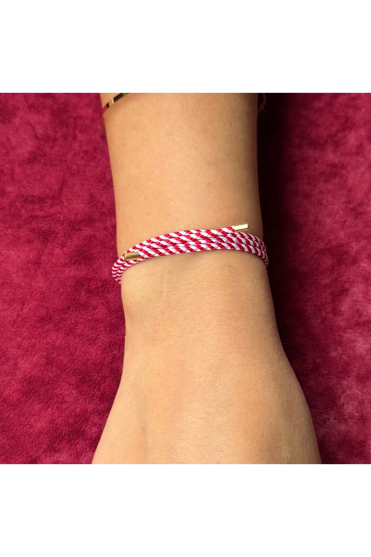 Kırmızı Beyaz Mıknatıslı Halat Bileklik