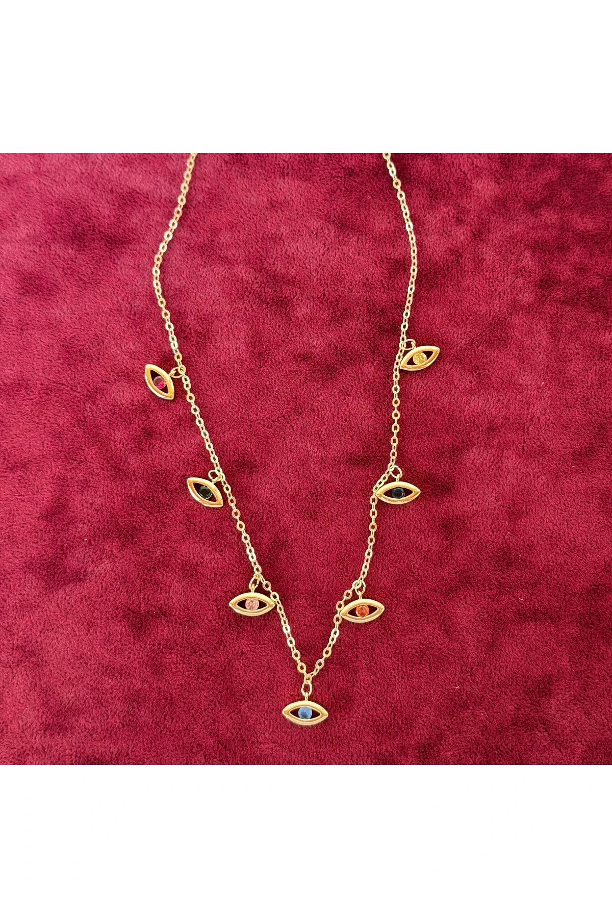 Kadın Çelik Nazar Göz Figürlü Kolye – Altın Renk
