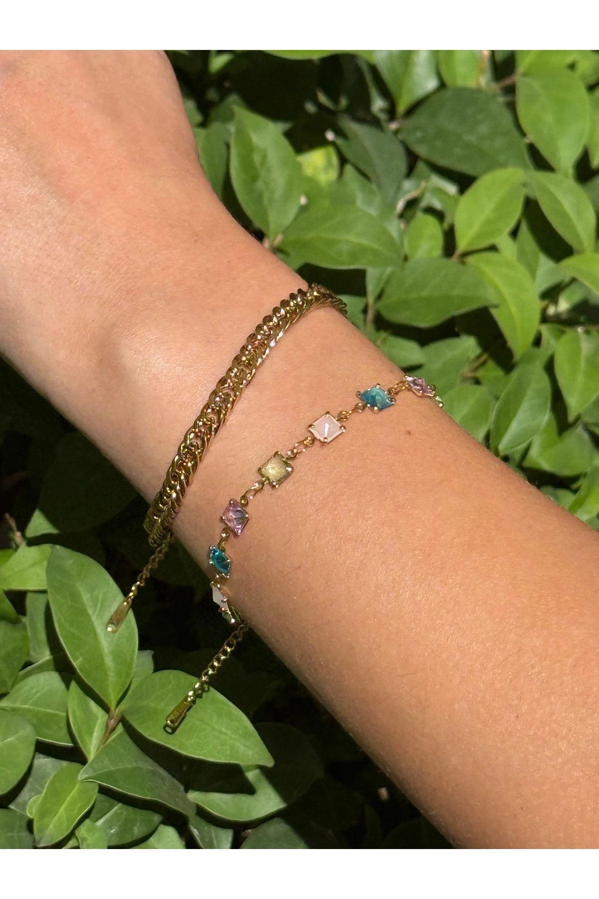 Kadın Kalın Zincir Model Çelik Bileklik - Altın Renk