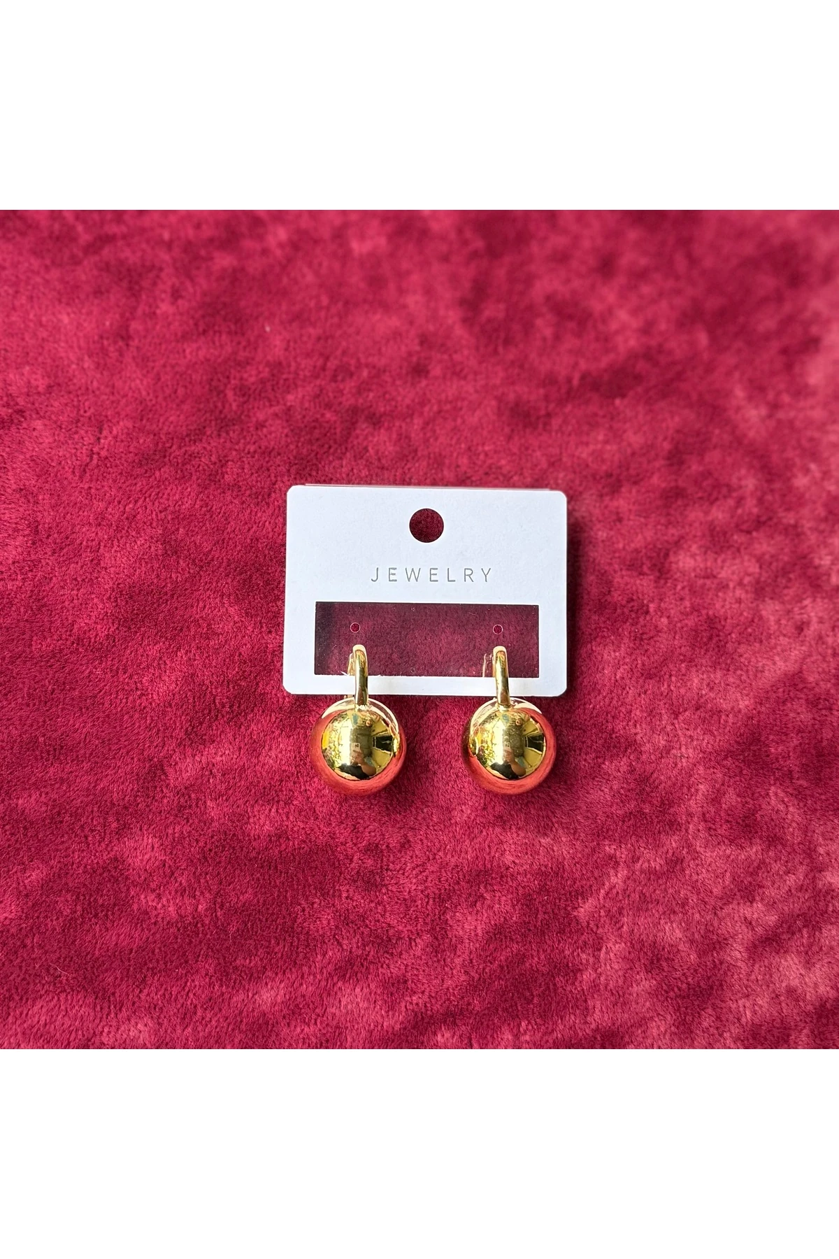 Altın Renk Yuvarlak Top Model Küpe