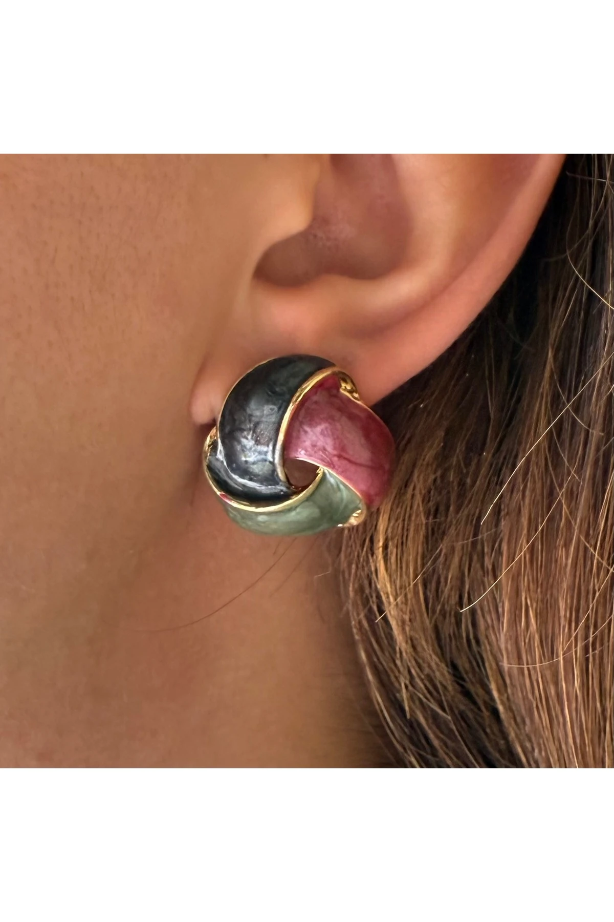 Renkli Özel Tasarım Çelik Küpe