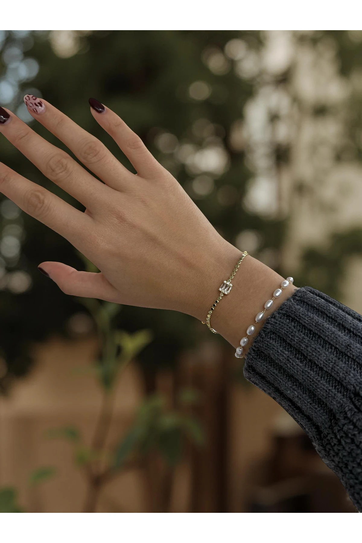 Gold Renk Zarif Kristal Tek Taşlı Baget Bileklik