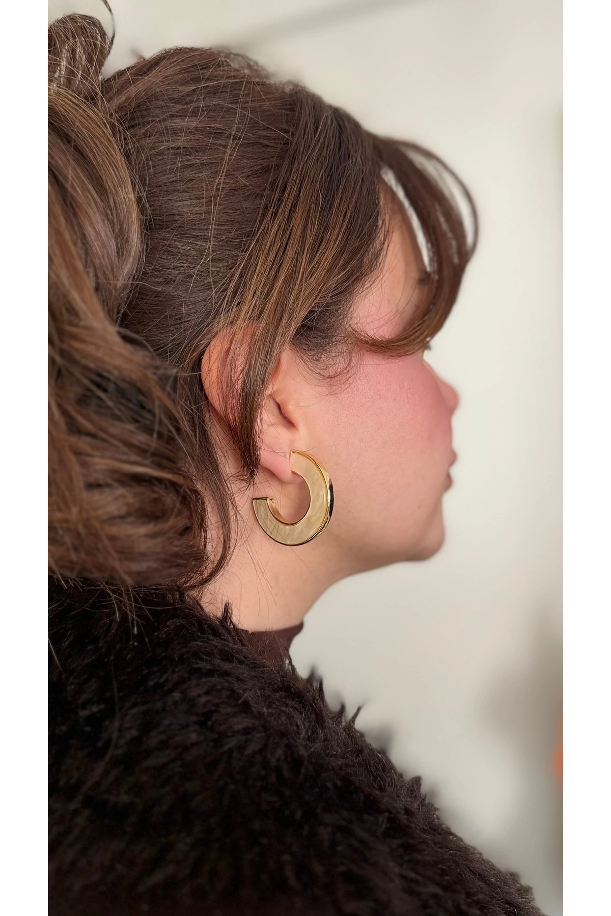 Kalın Gold C Halka Küpe