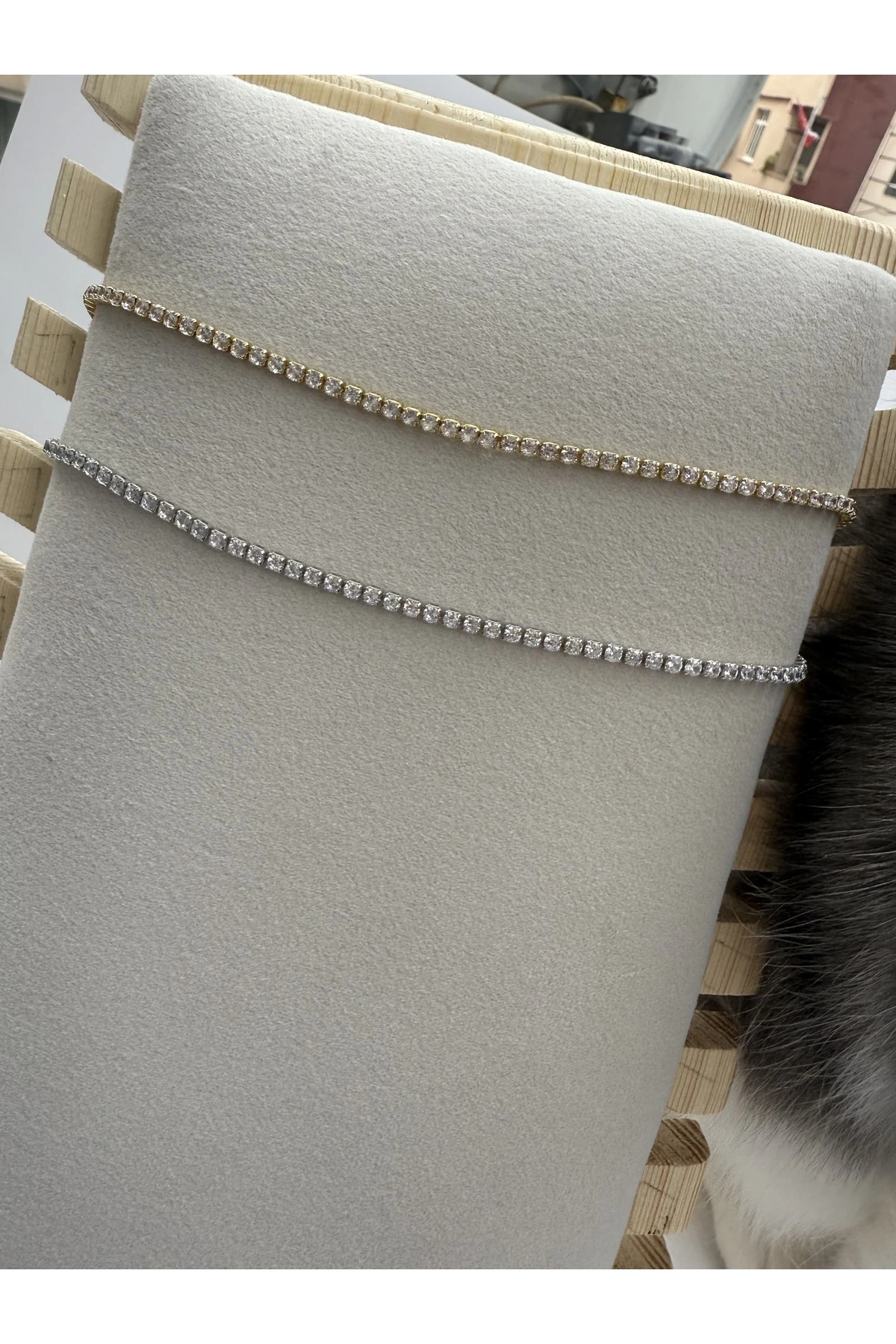 Zirkon Taşlı Zincir Kolye – Gümüş / Altın Renk