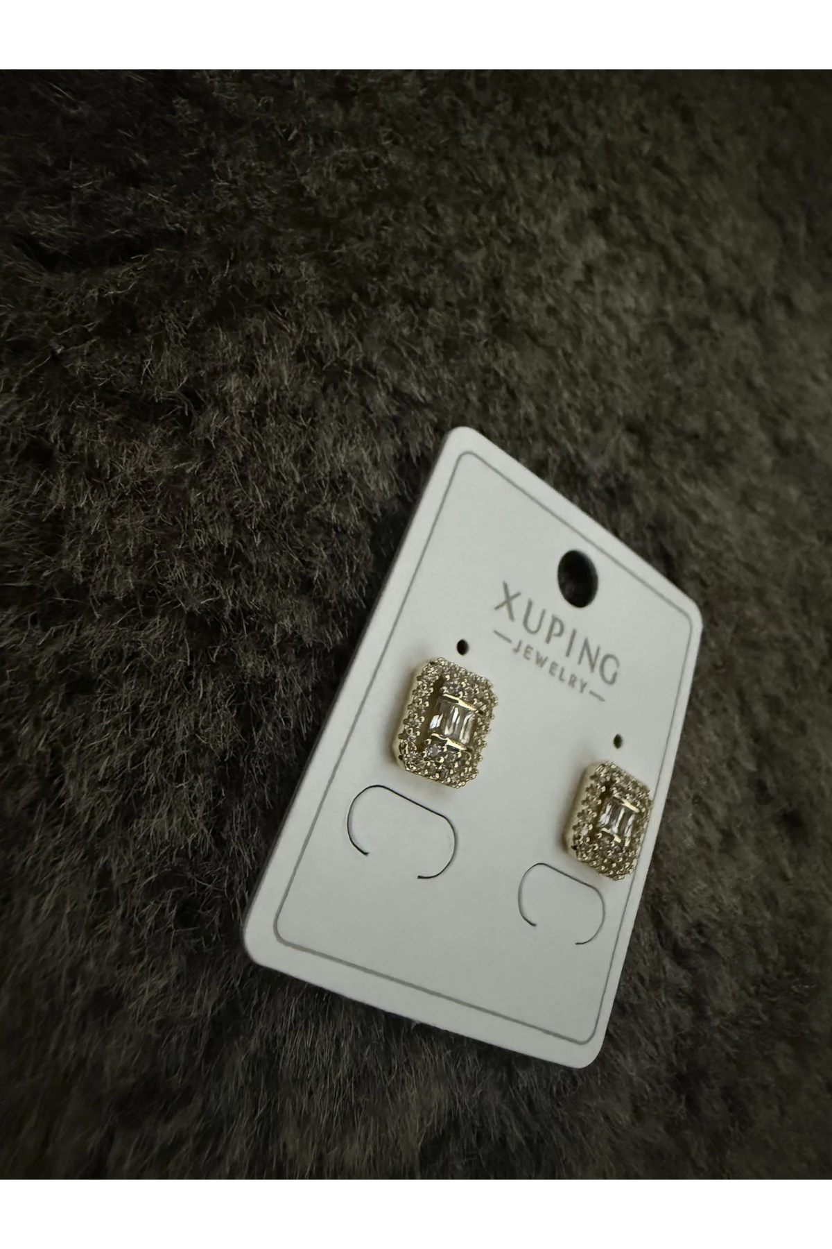 Kare Taşlı Zarif Küpe - Xuping Jewelry, Gümüş Renk