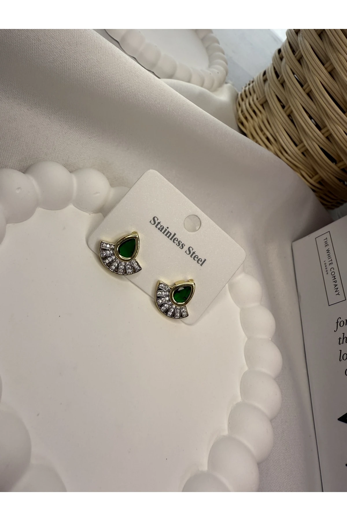 Damla Taşlı Çelik Küpe