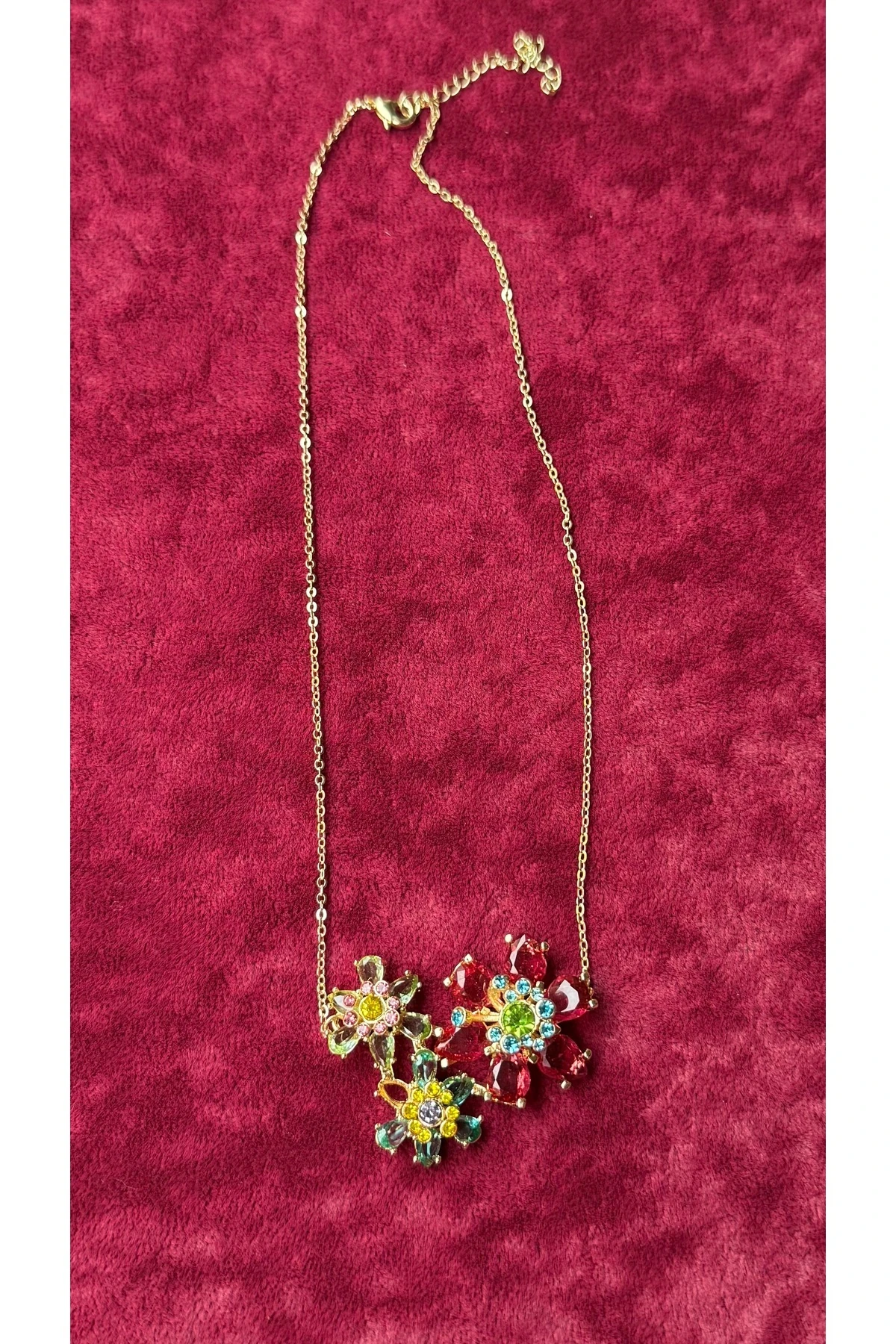 Renkli Taşlı Çiçek Kolye