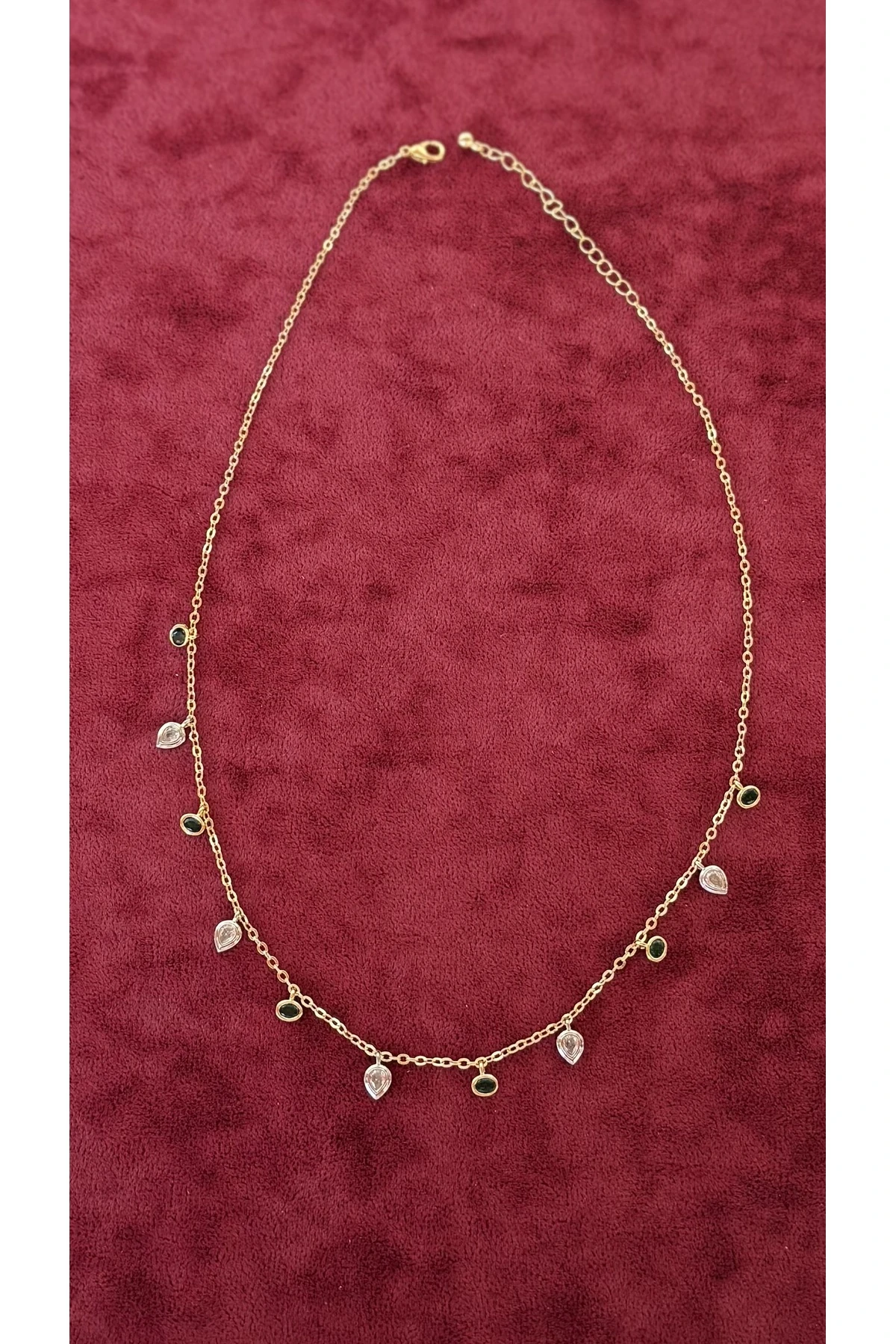 Kadın Çelik Damla Taşlı Kolye – Altın Renk