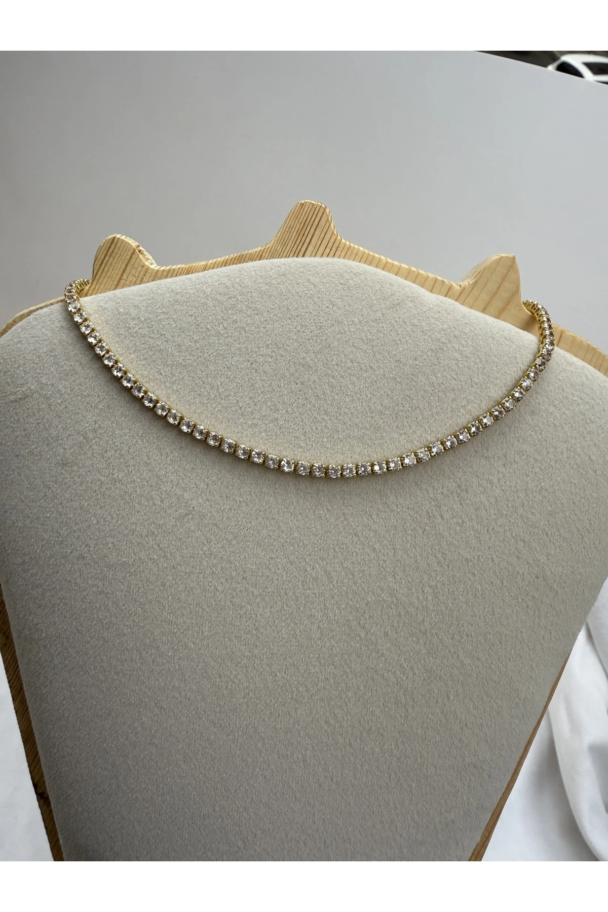 Zirkon Taşlı Zincir Kolye – Gümüş / Altın Renk