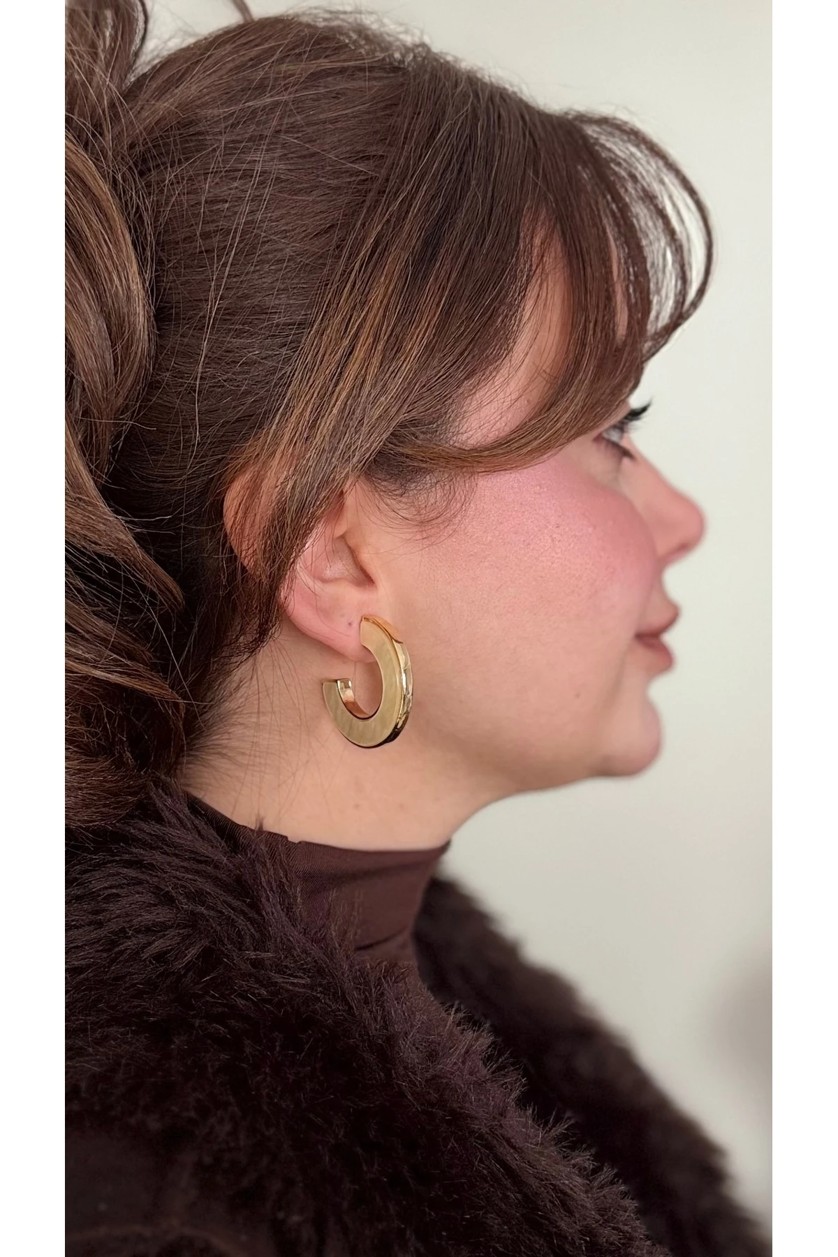 Kalın Gold C Halka Küpe