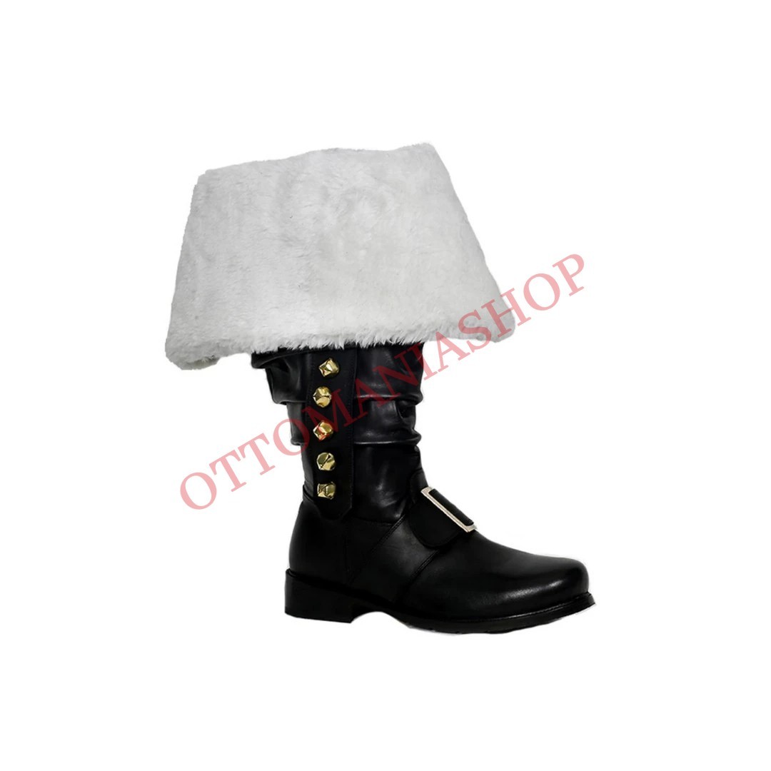 Handmade Santa Claus Faux Fur Boots,Santa  Costume, Wider Cuff Boot