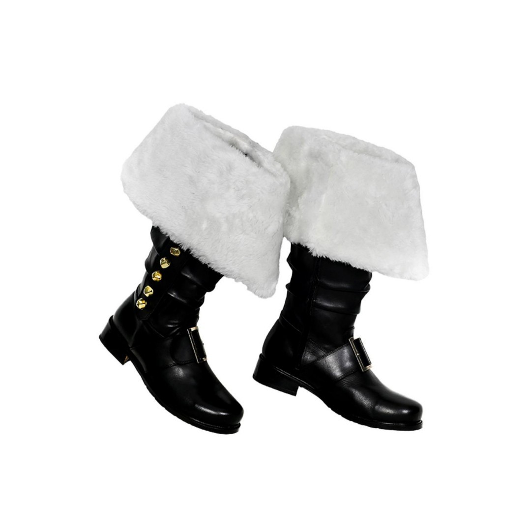 Handmade Santa Claus Faux Fur Boots,Santa  Costume, Wider Cuff Boot