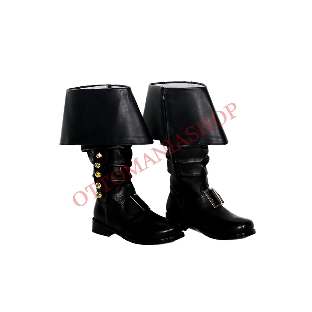 Handmade Santa Claus Leather Boots,Wider Cuff