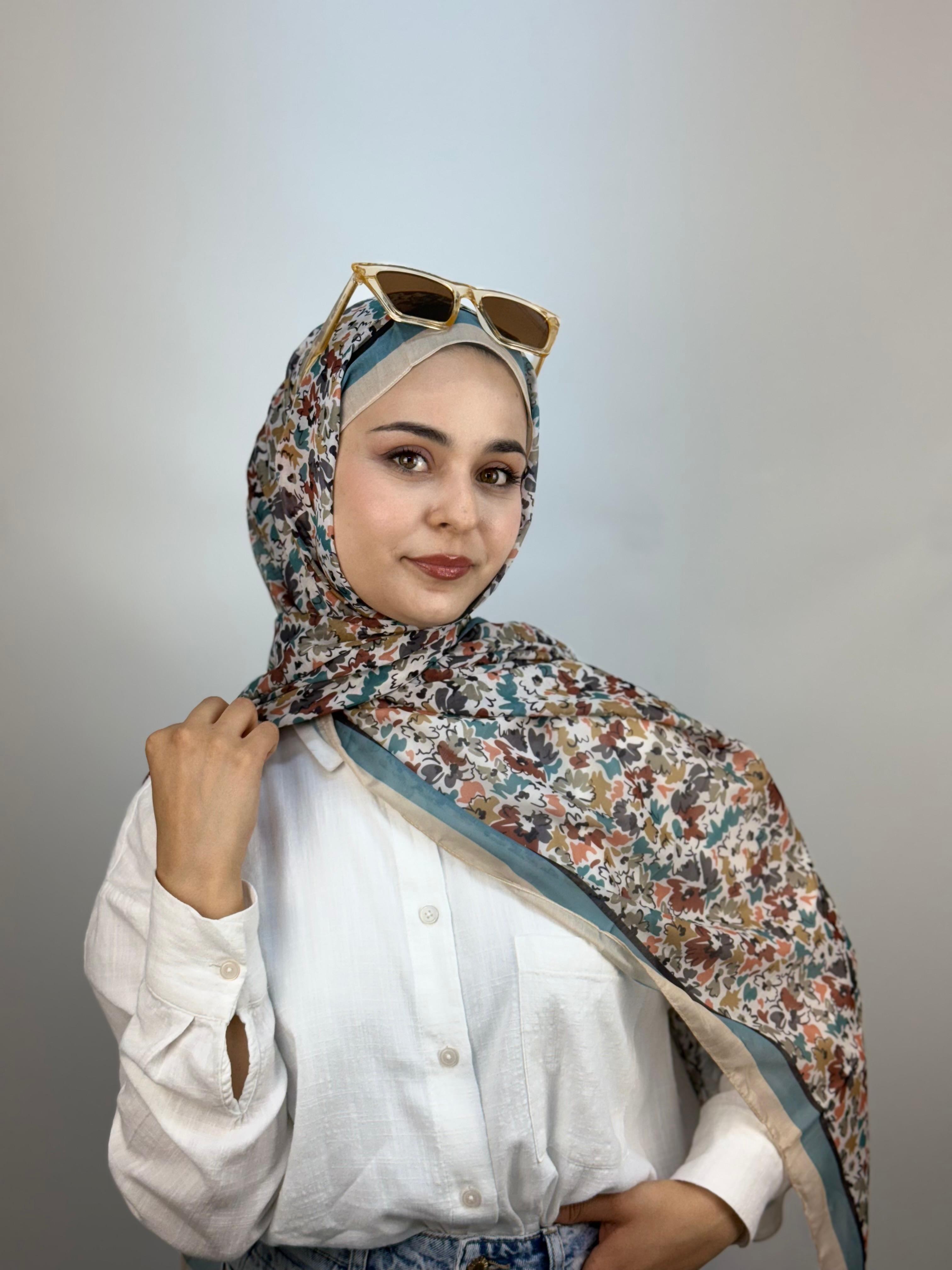 Desenli Soft Şal Çiçek Desen - Renkli 1