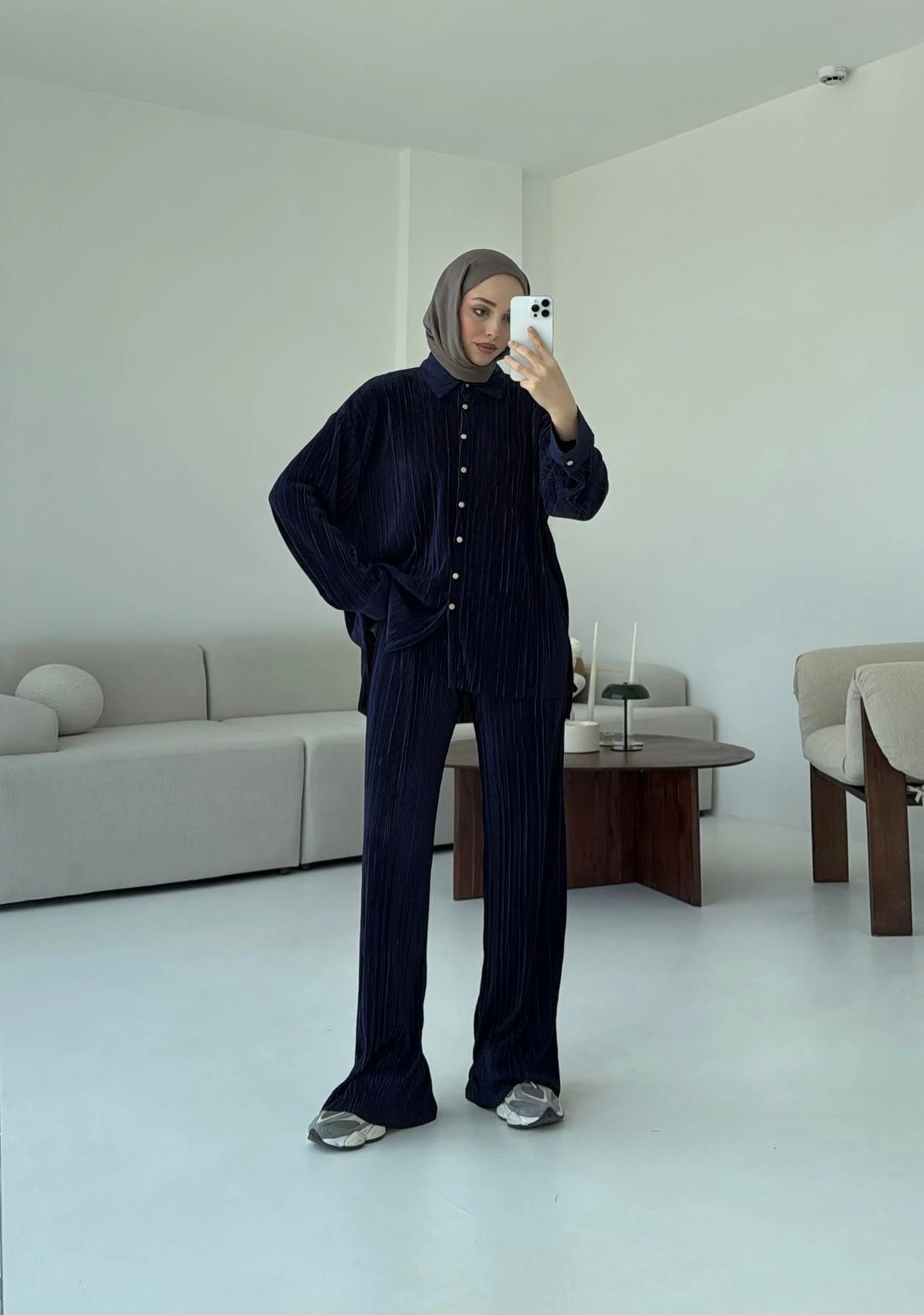 Düğmeli Piliseli Takım Lacivert