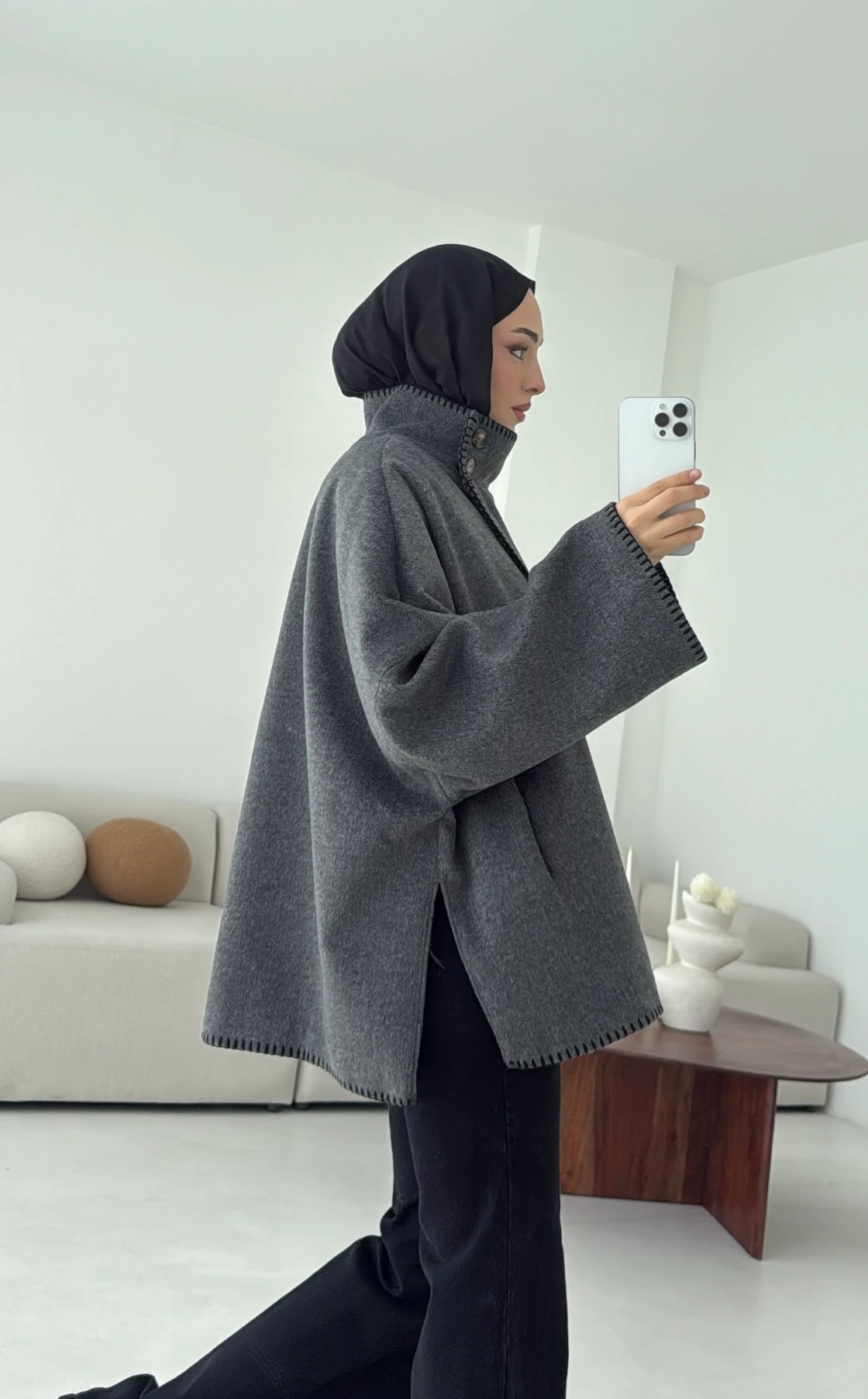 Nakış Detay Premium Kaban Antrasit