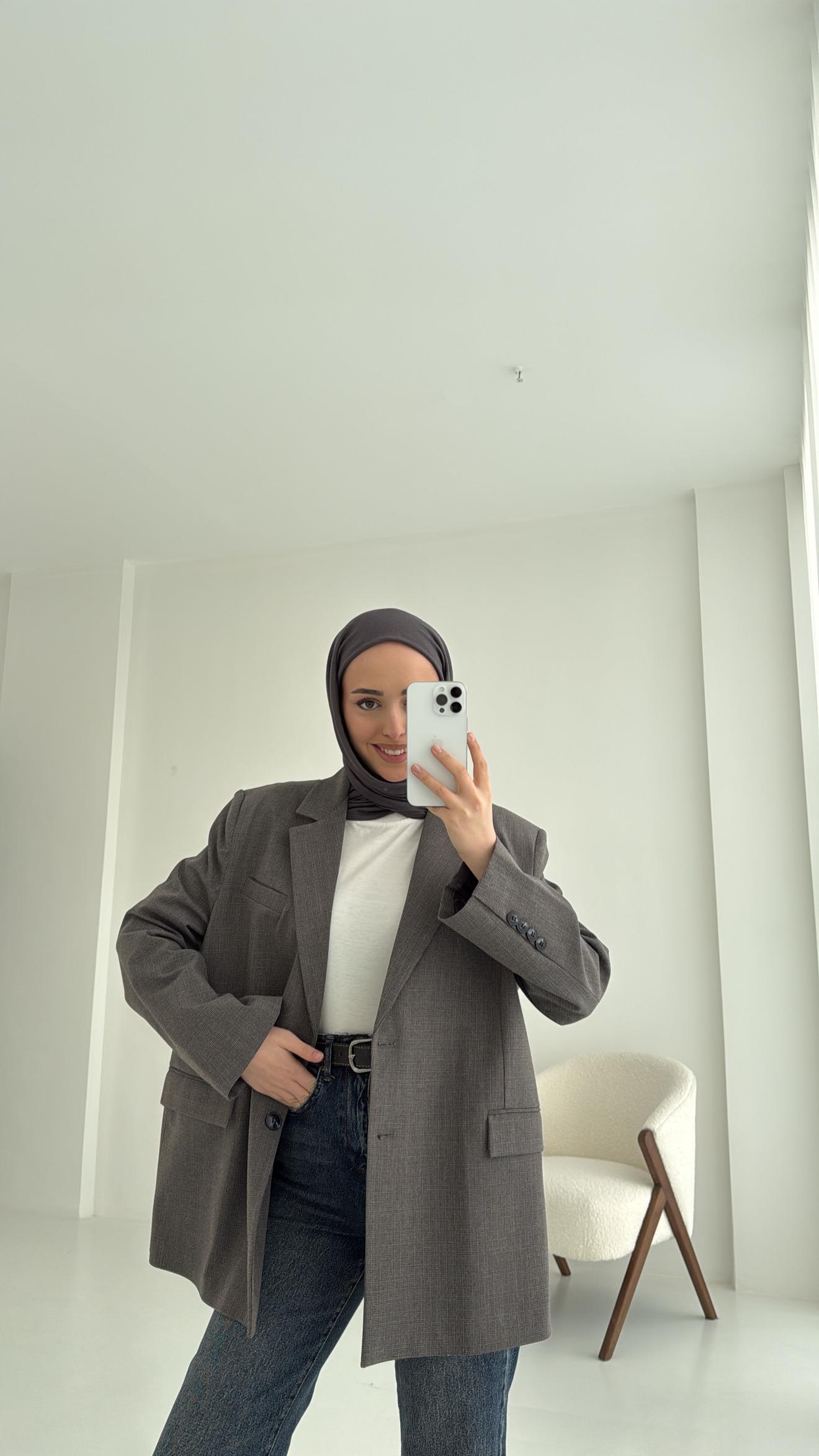 Yırtmaç Detaylı Oversize Blazer Ceket