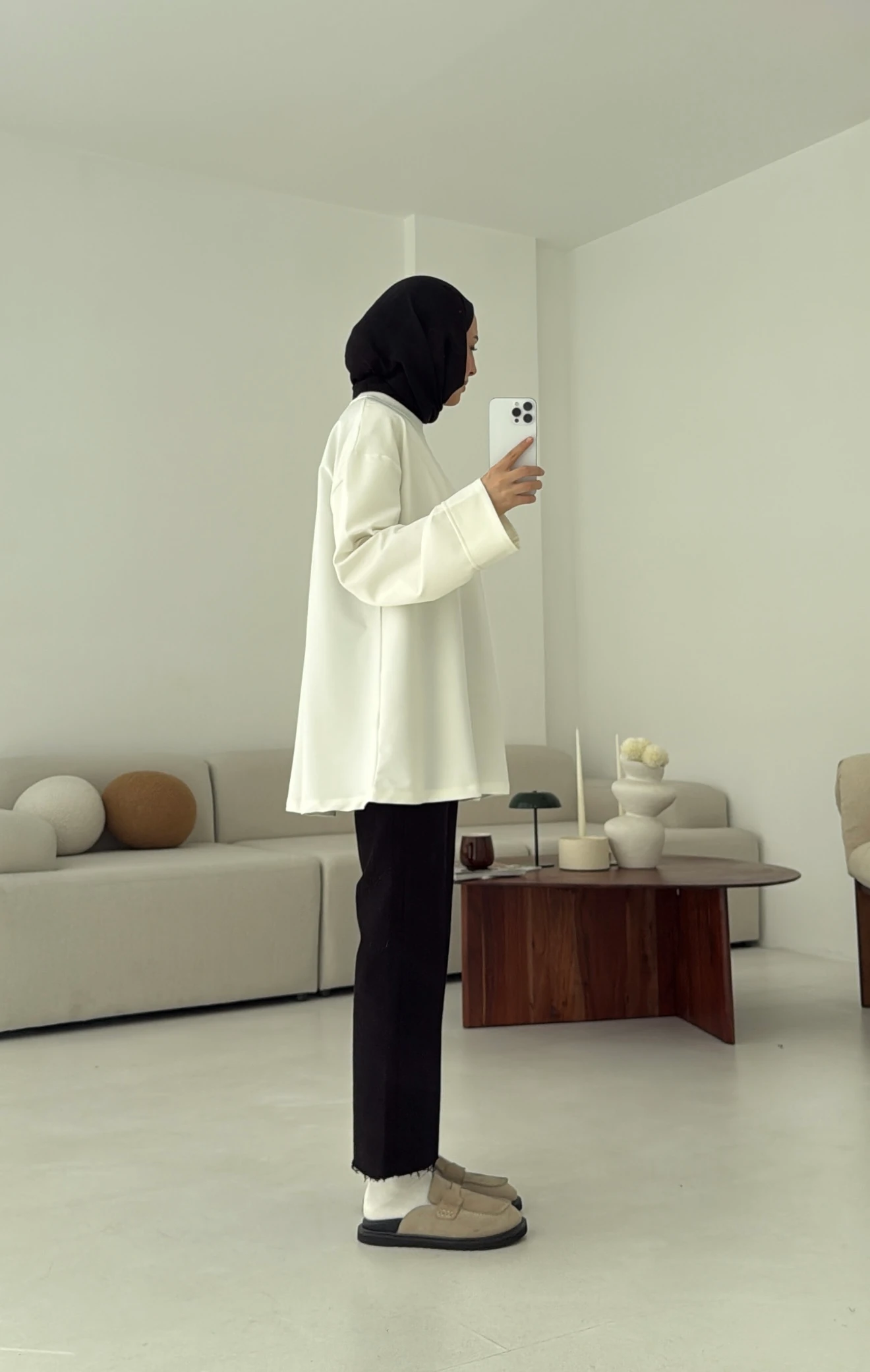 Dikiş Detay Basic Sweat Ekru