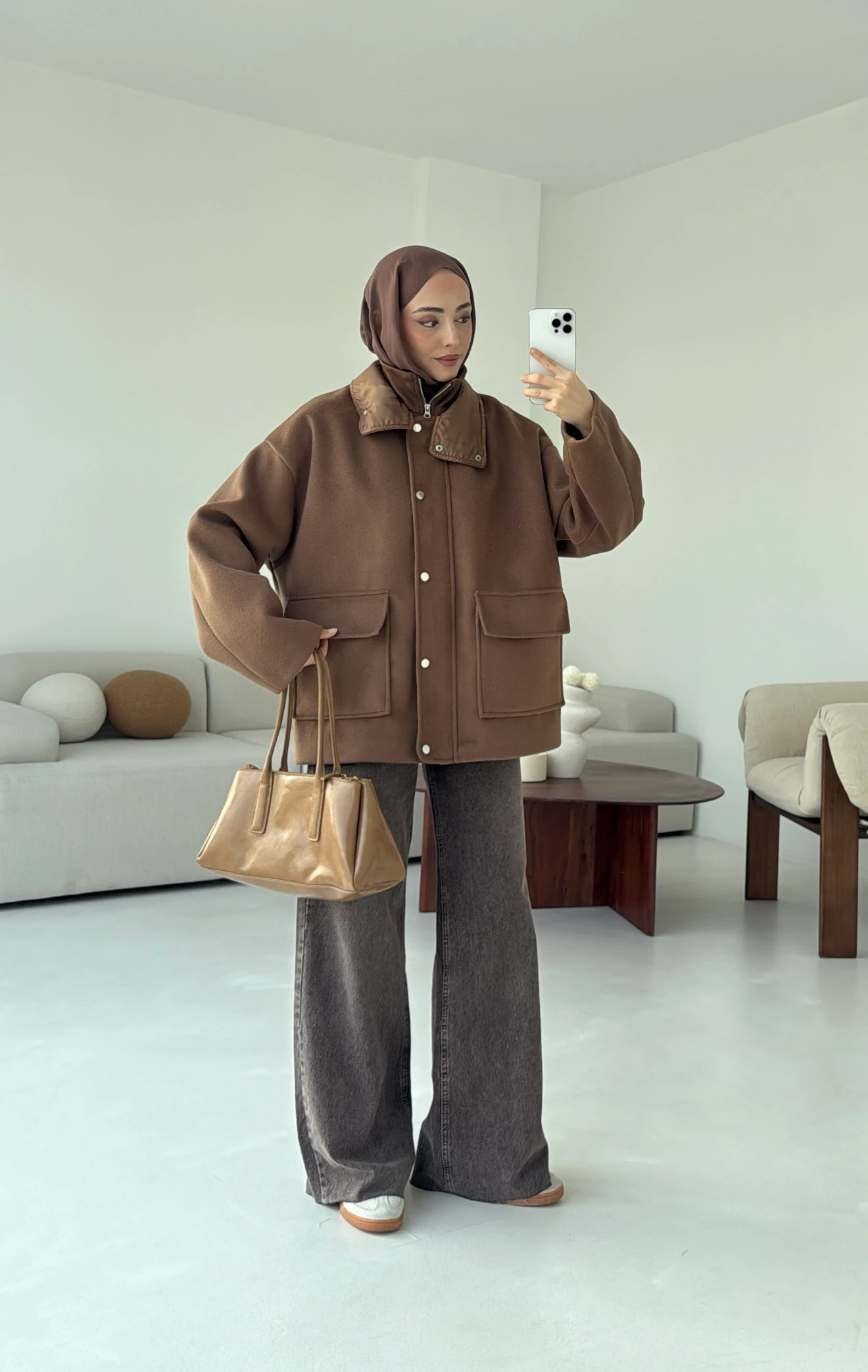 Klapalı Tasarım Kaban Kestane Kahve